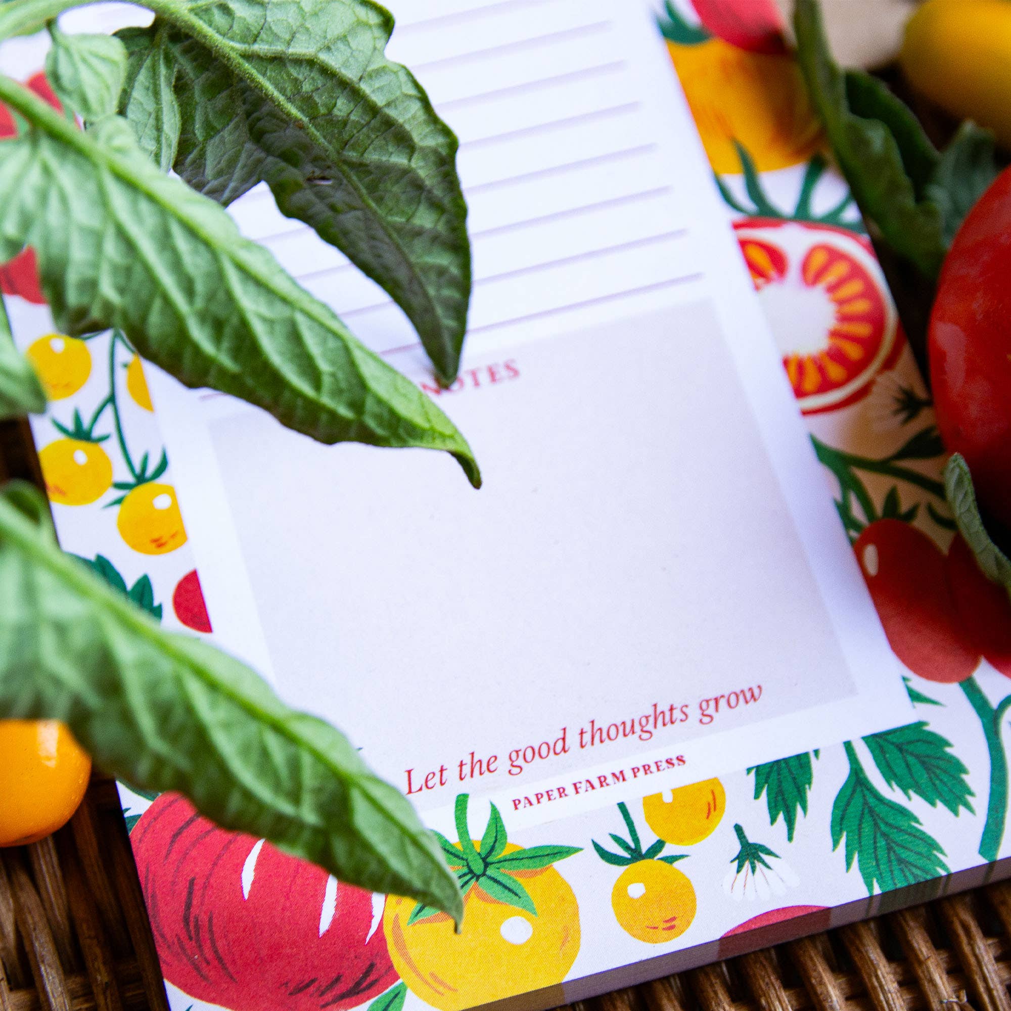 Tomato Vine Market List Notepad back cover view
