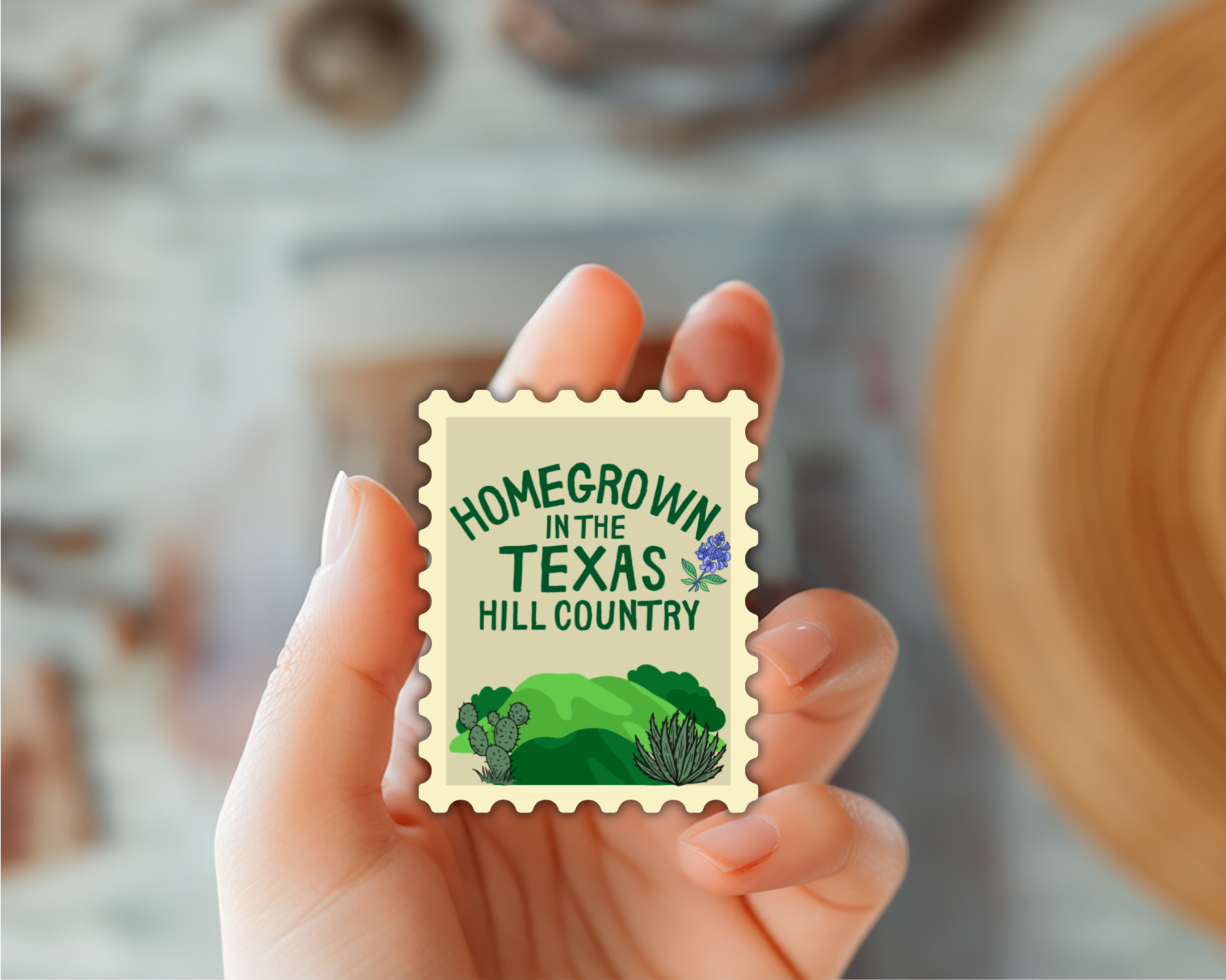 Homegrown in the Texas Hill Country Sticker on surface