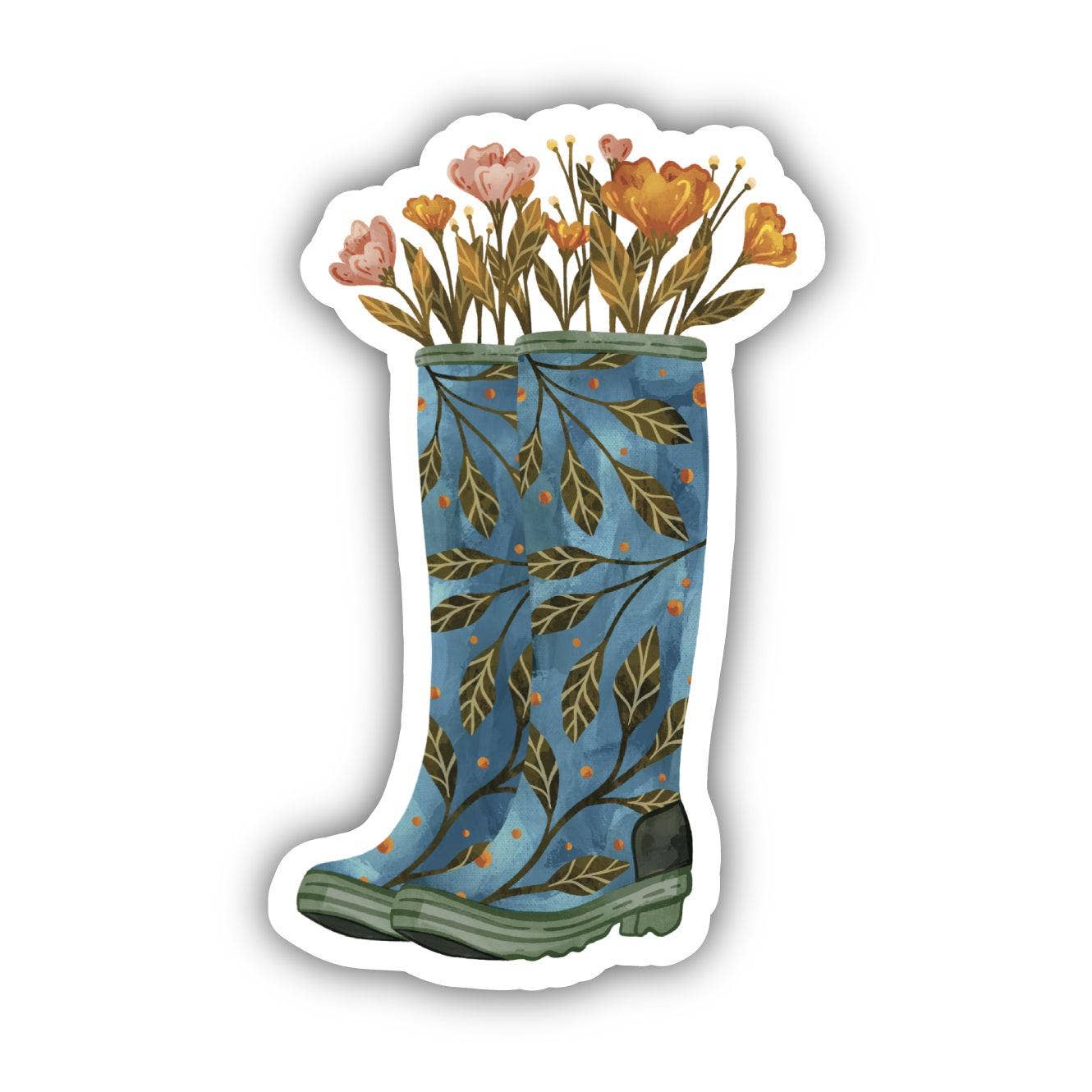 Flowers and rainboots decorative sticker alternate view