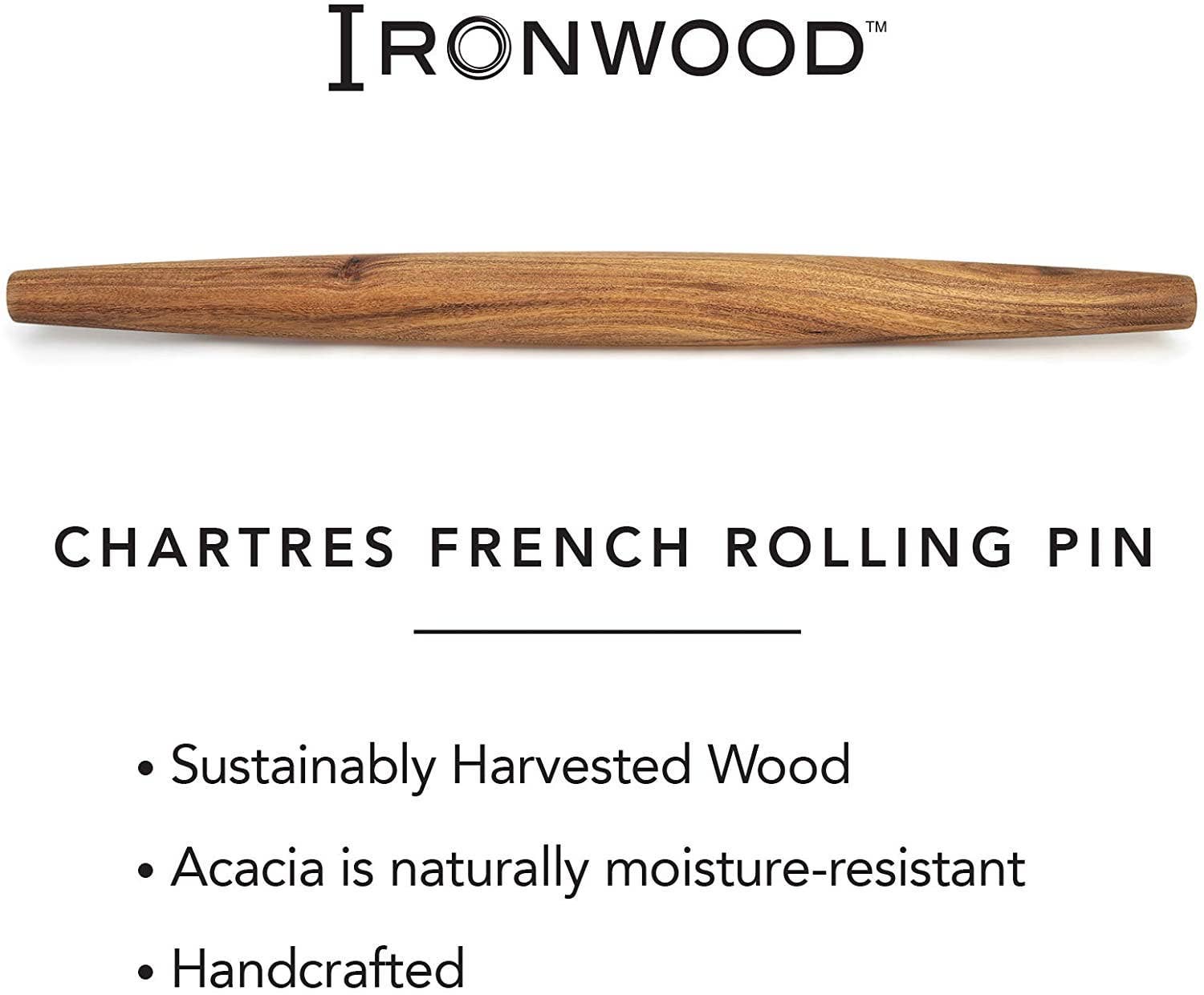 Ironwood acacia French rolling pin packaging