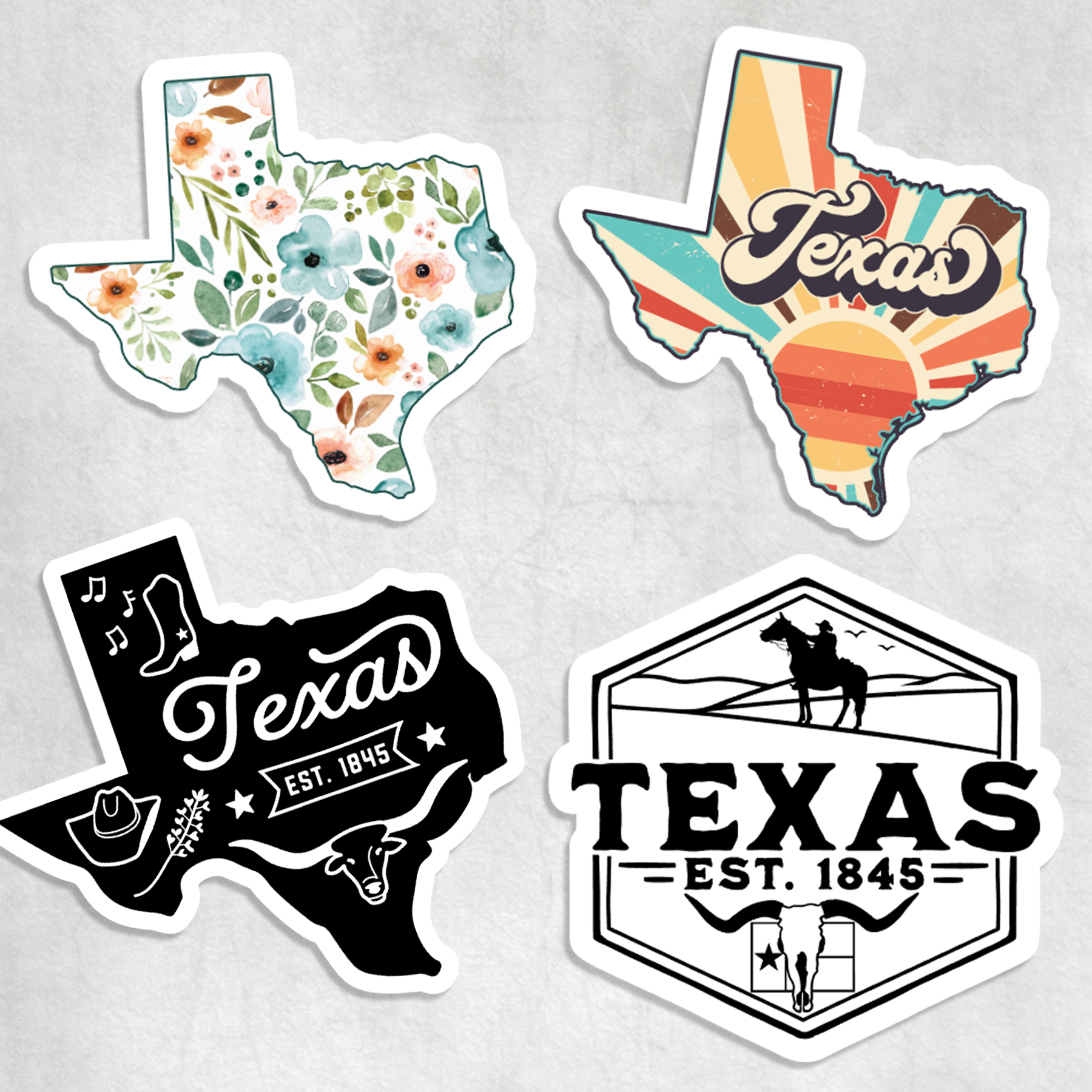 Texas stickers collection with assorted designs