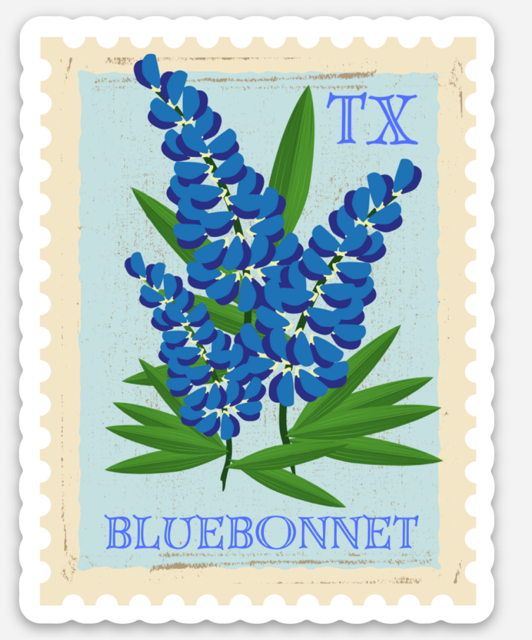 Texas Bluebonnet Stamp Sticker vinyl decal