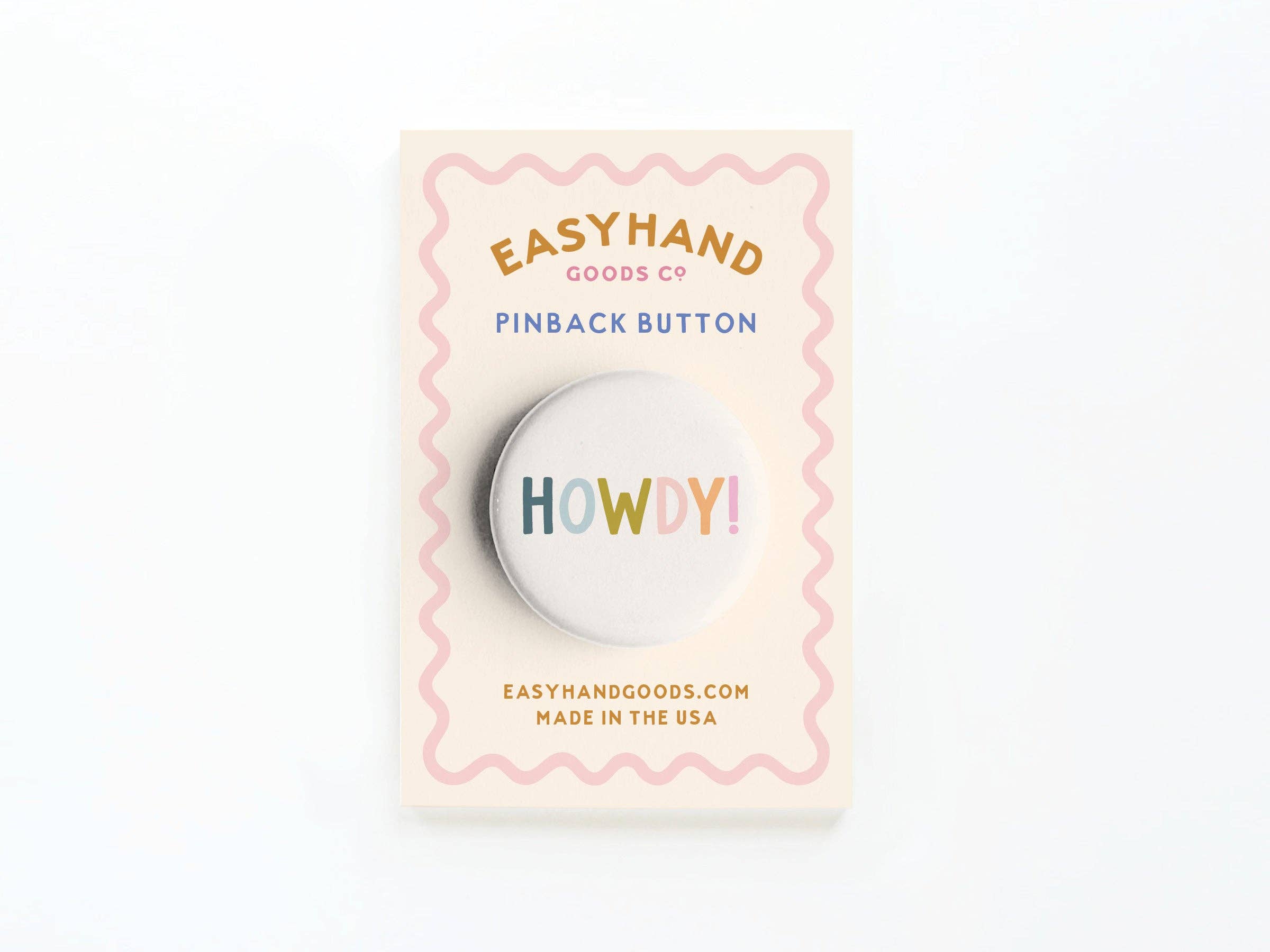 Howdy Button with western-style colorful design
