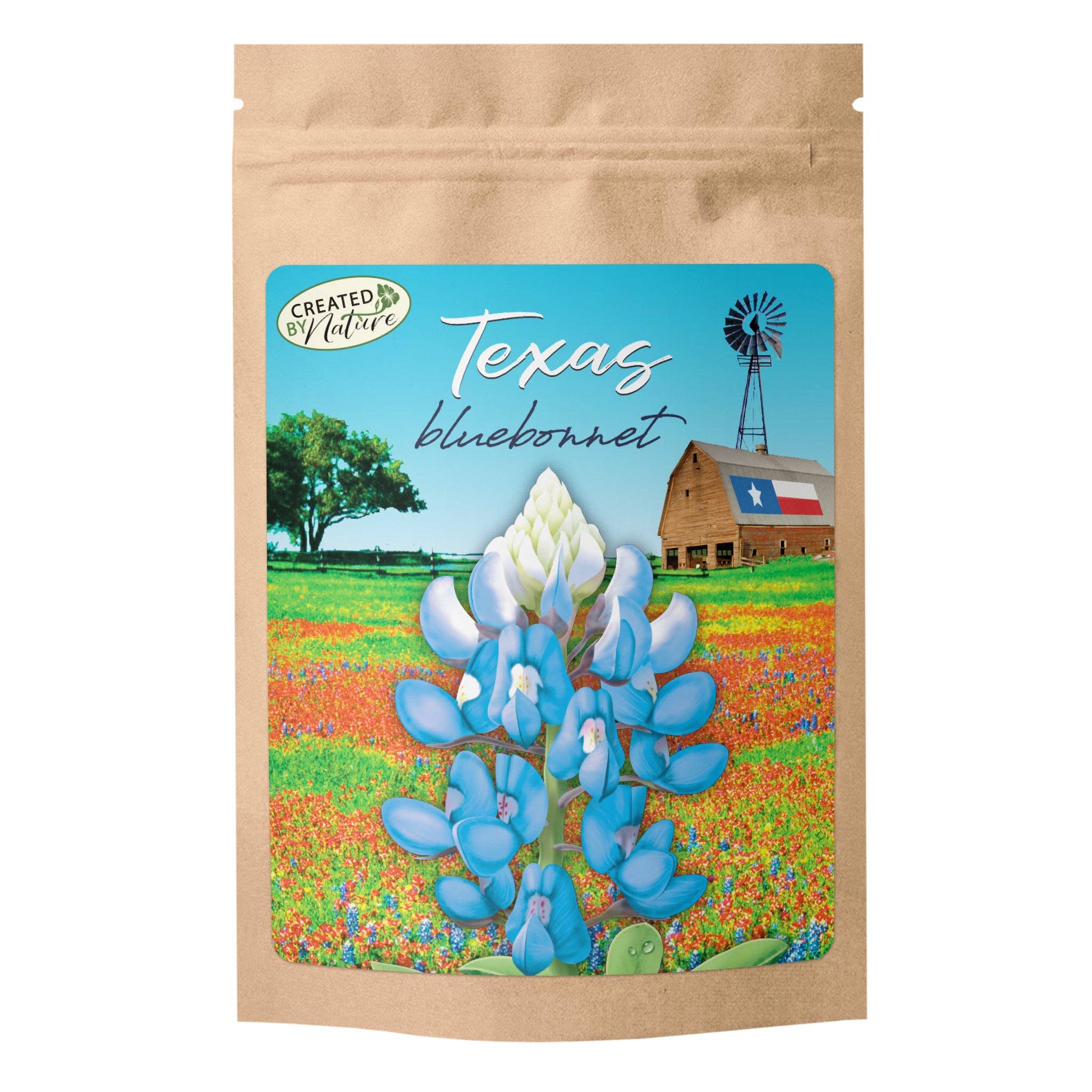 Texas Bluebonnet wildflower seeds in packaging