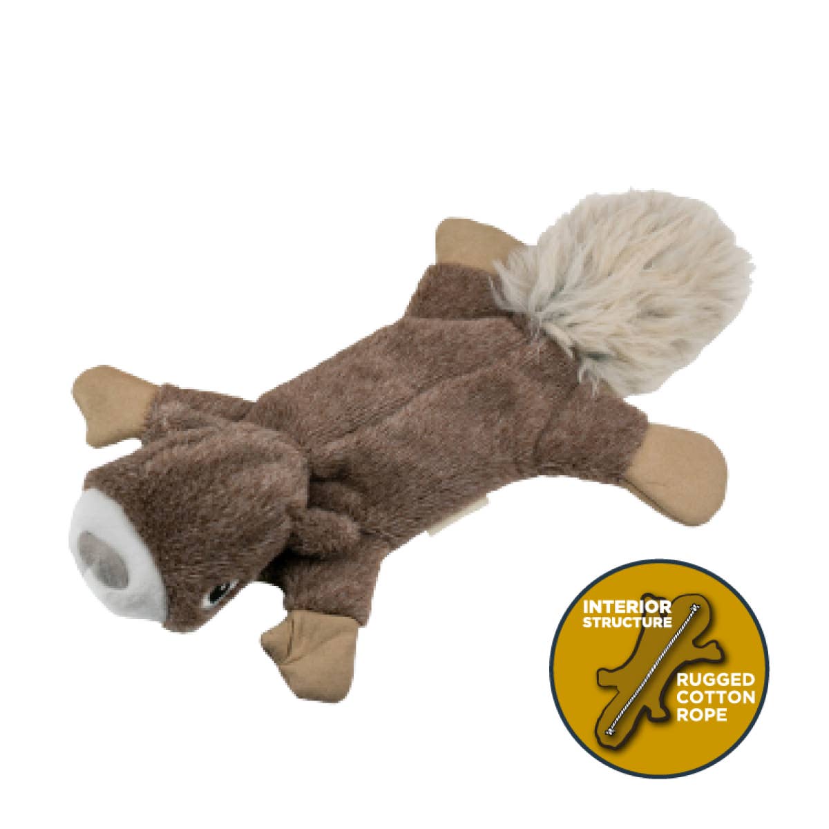 Stuffless Squirrel Squeaker Dog Toy with no stuffing