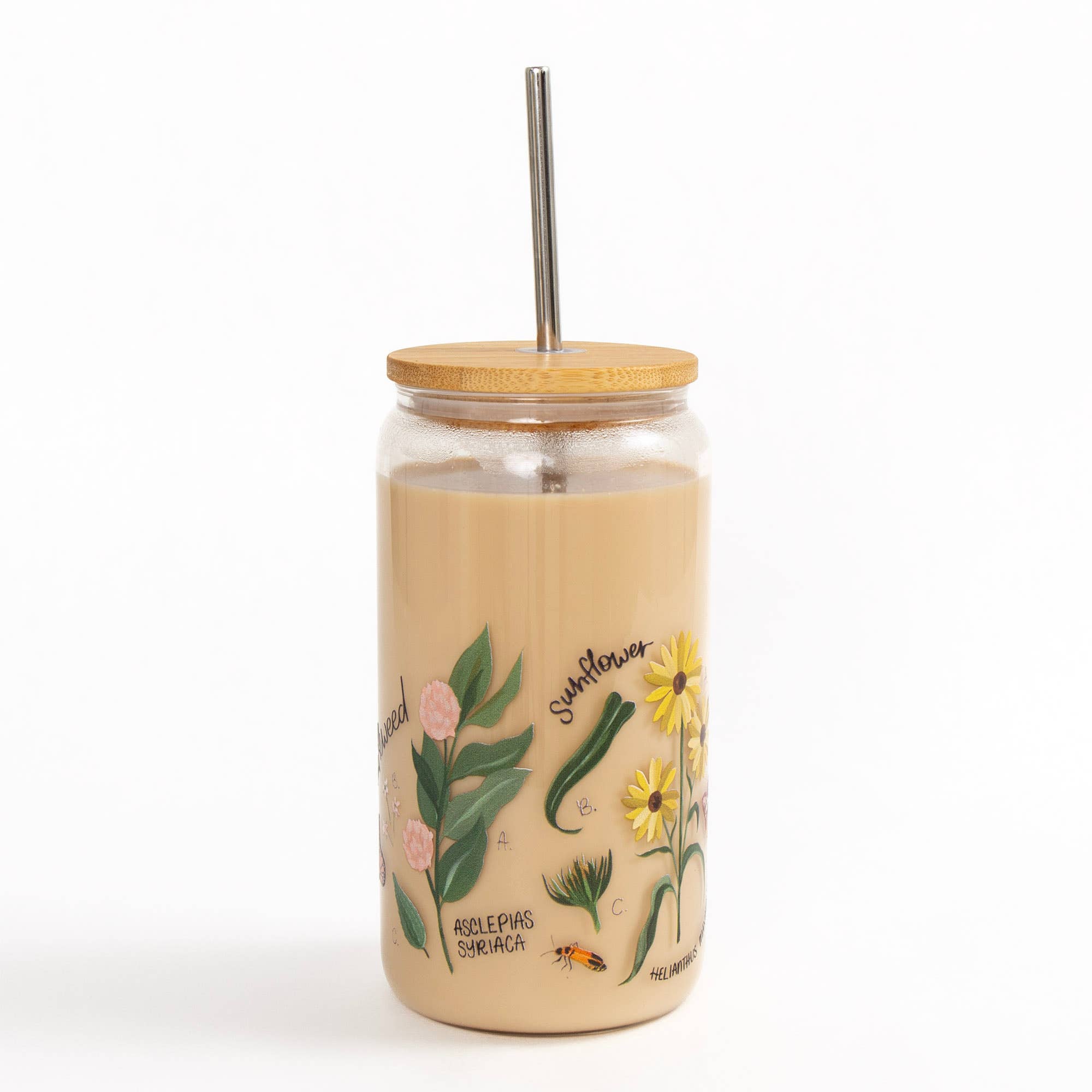 Wildflower Botanicals Glass Can with straw included