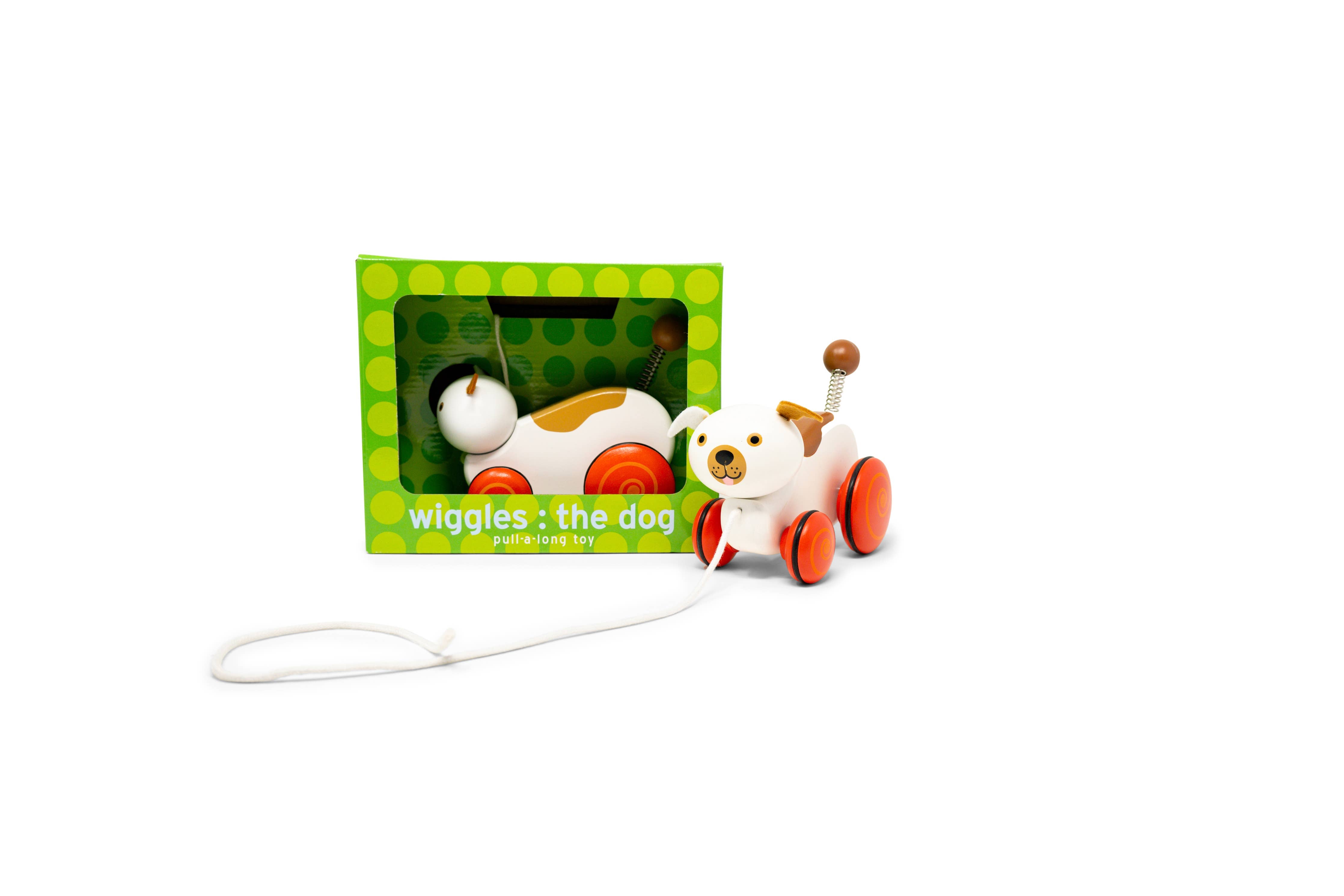 Wiggles the Dog Pull Toy wooden dachshund on wheels