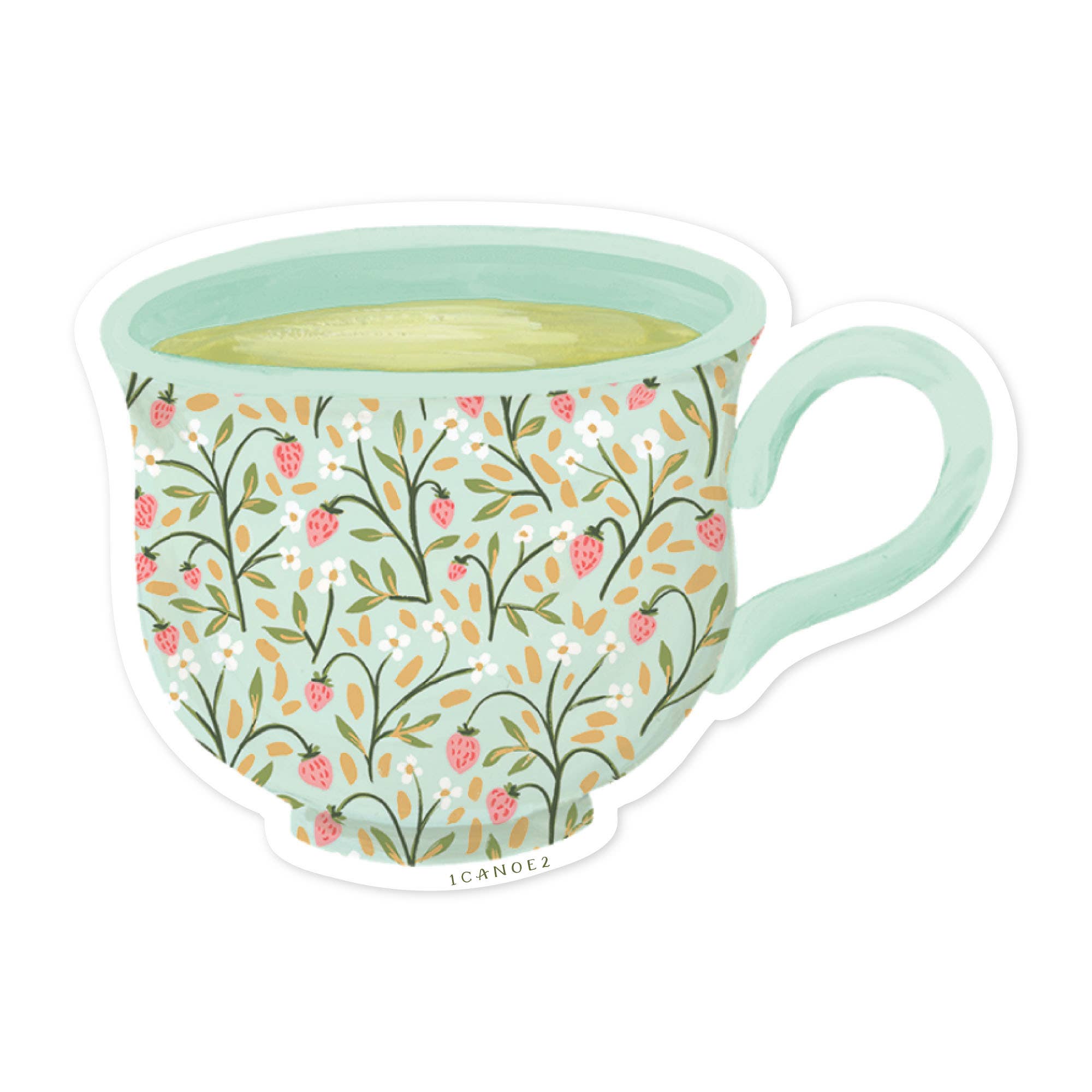 Strawberry Meadow Teacup Decal Sticker