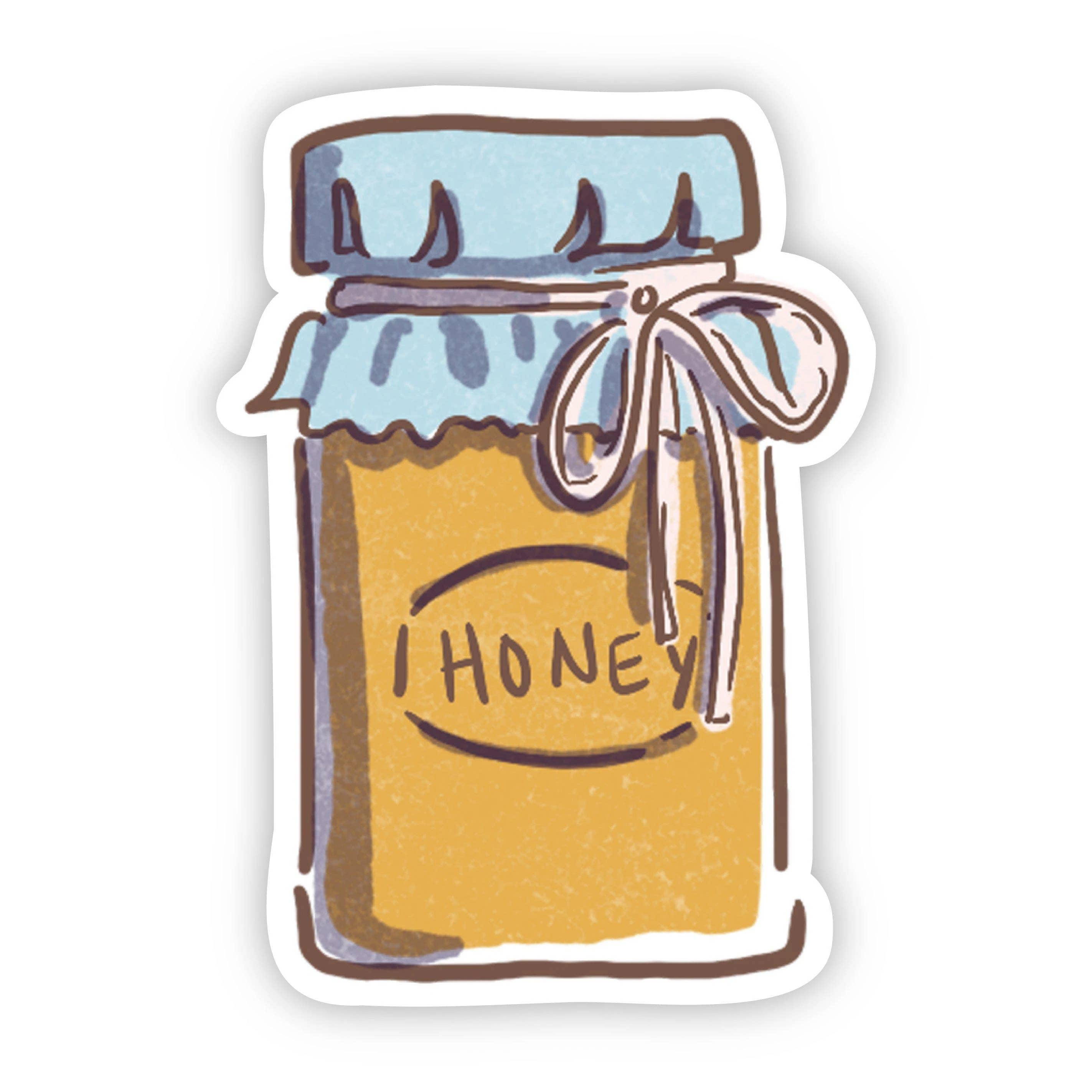 Honey Jar sticker with cute bee illustration