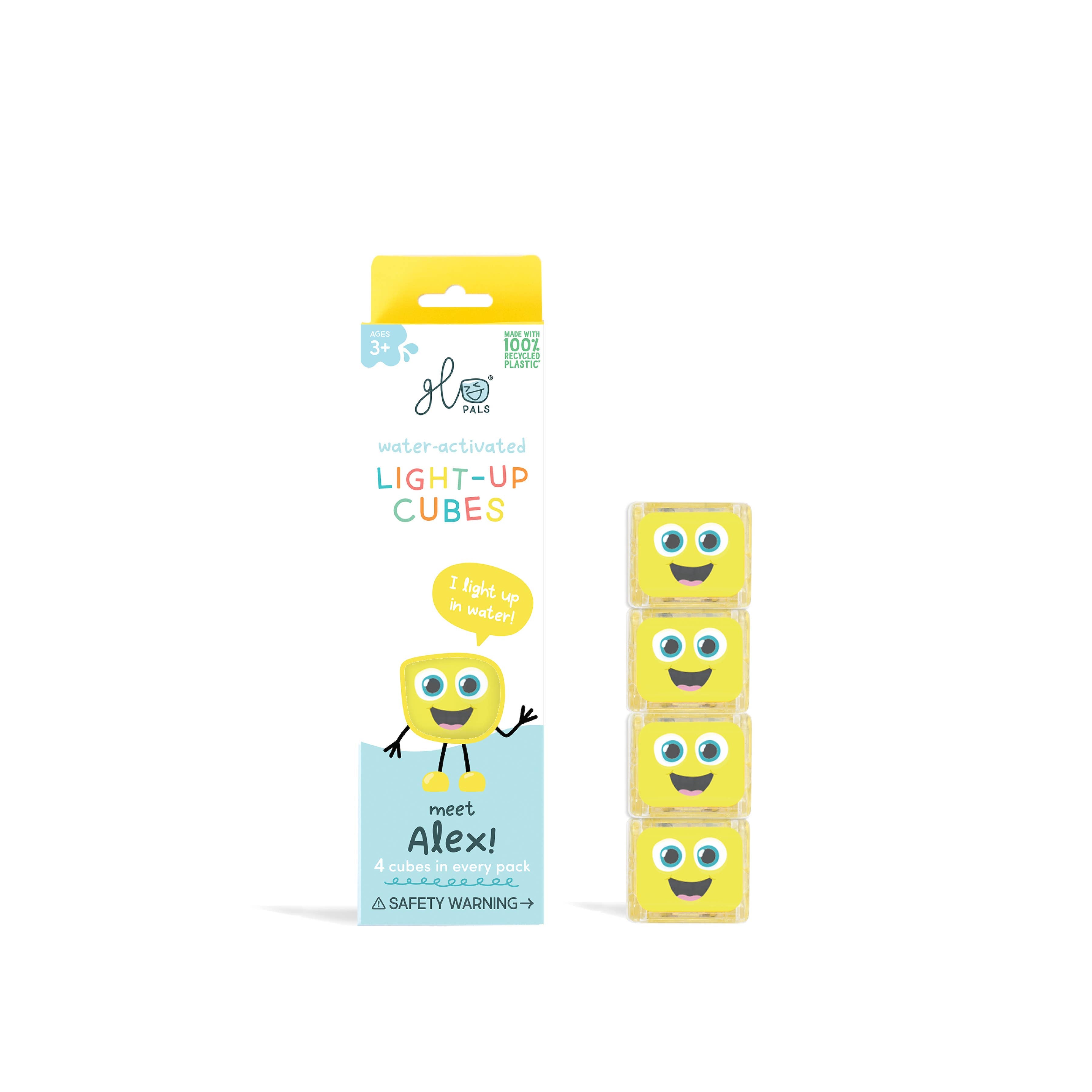 Glo Pals Alex Light-Up Cubes in packaging