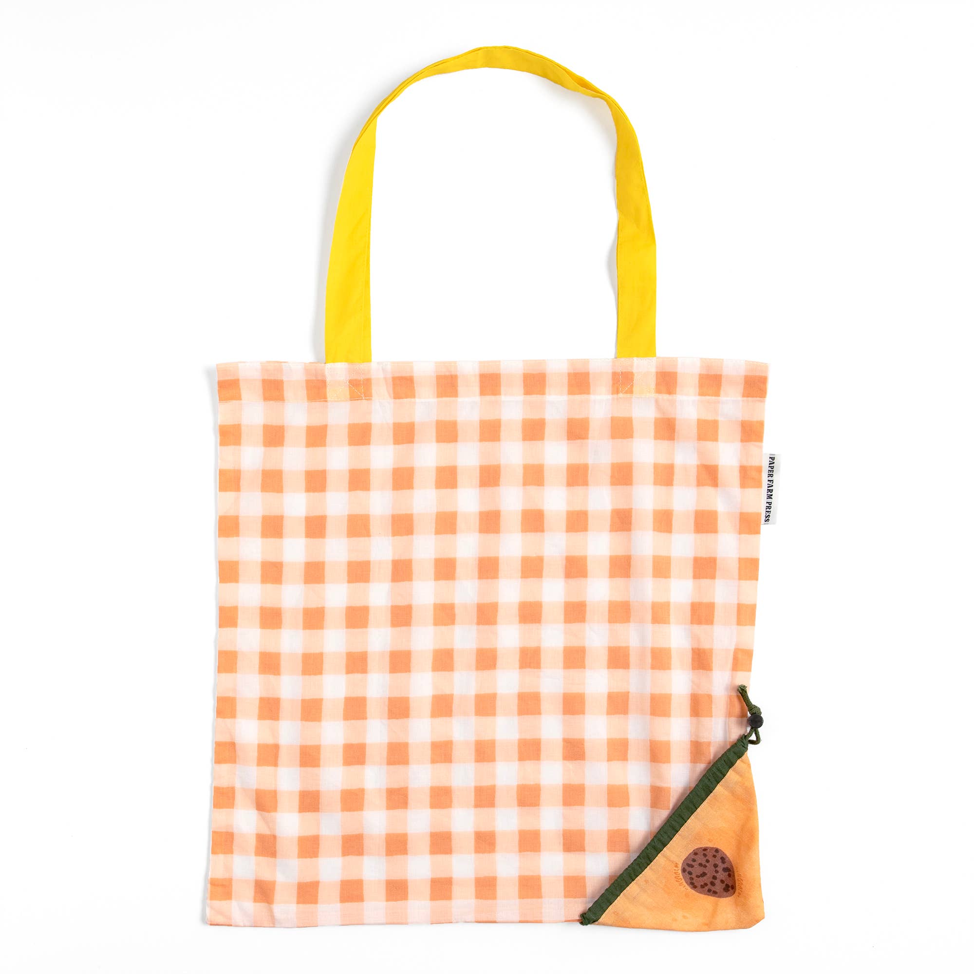 Peach Foldable Market Tote Bag with peach print