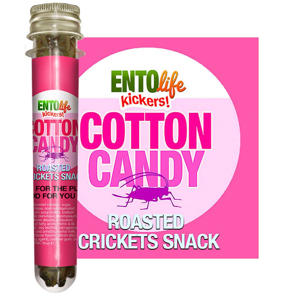 Mini-Kickers Cotton Candy Flavored Cricket Snacks front of bag