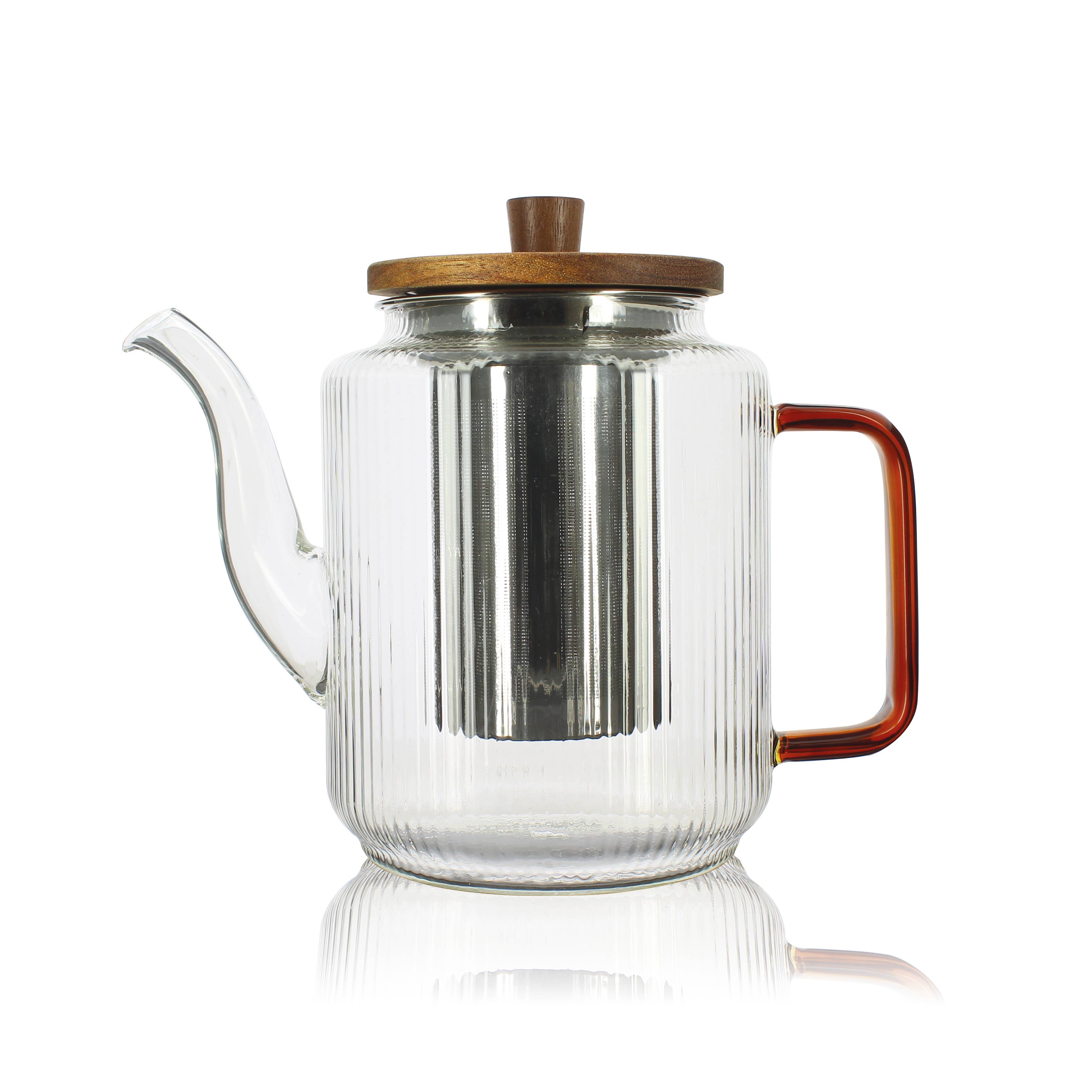 Karl 1.2L borosilicate glass teapot side view