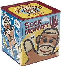 Schylling Sock Monkey Jack in the Box packaging detail