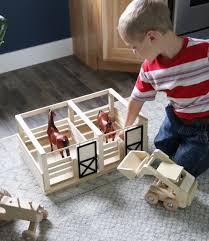 Wooden 2 stall stable toy for horses