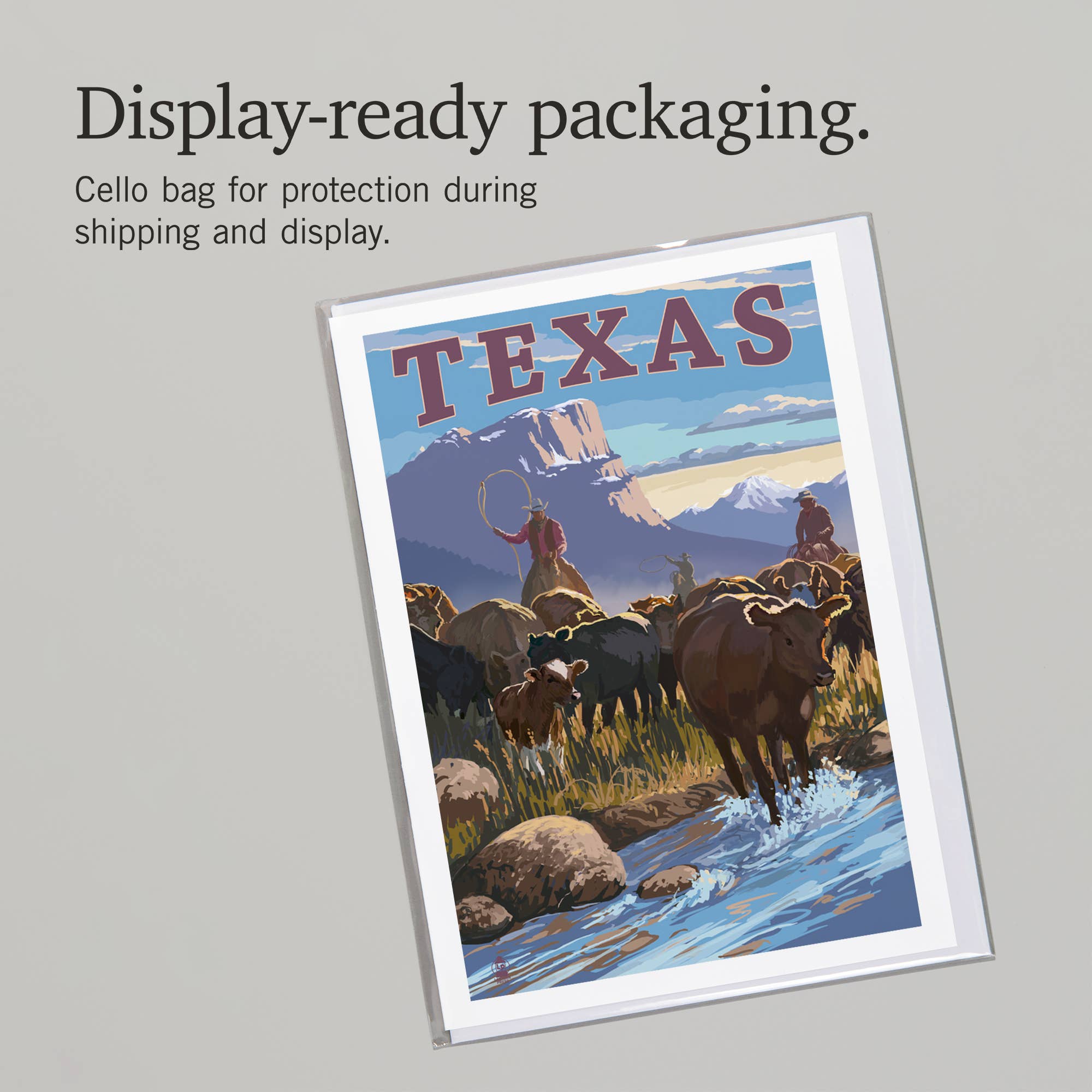 NOTECARD Texas, Cowboy Cattle Drive Scene