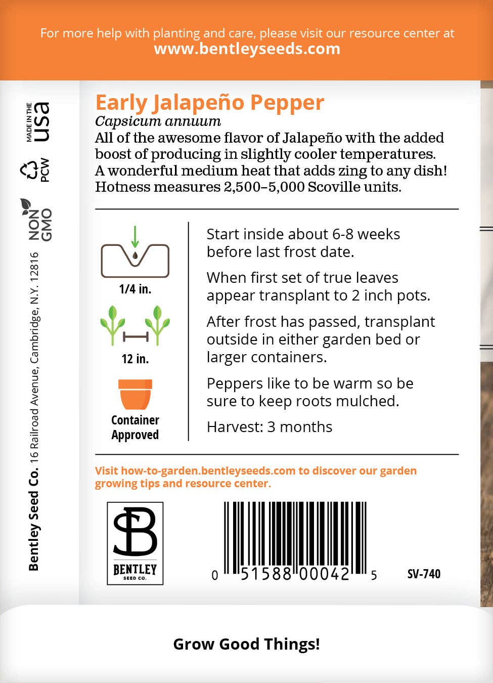 Brim Seed Co. Jalapeño E Pepper seed packet front