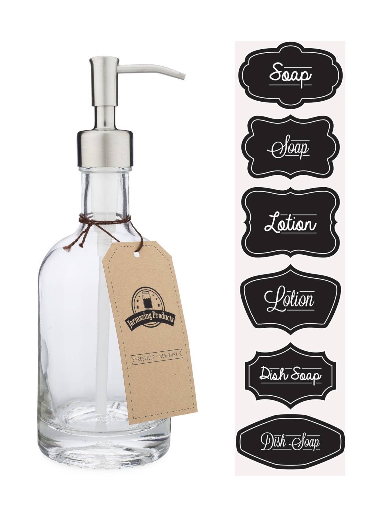 Heavy glass 12oz soap dispenser with pump top
