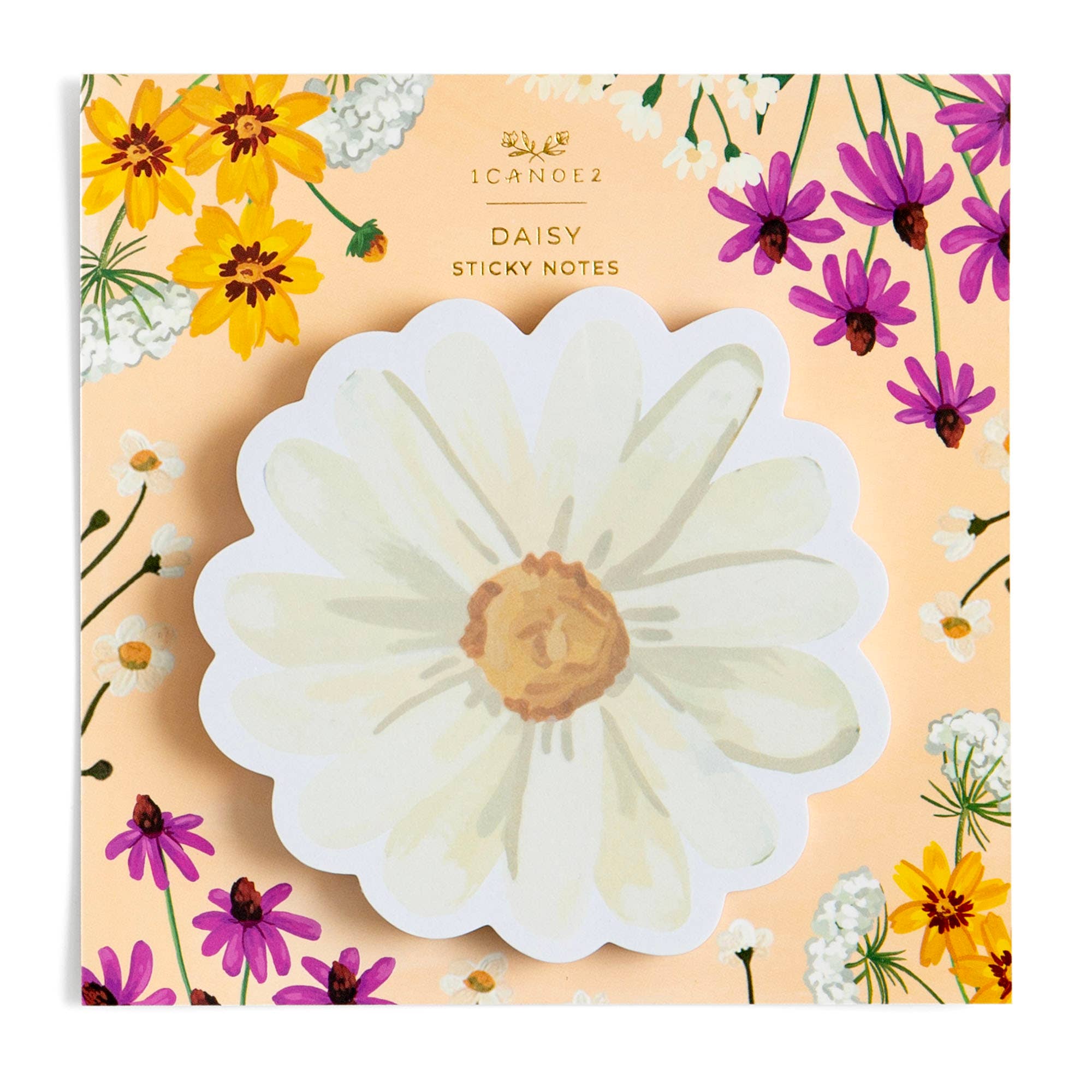 Vintage Blooms daisy sticky notes pad with floral design