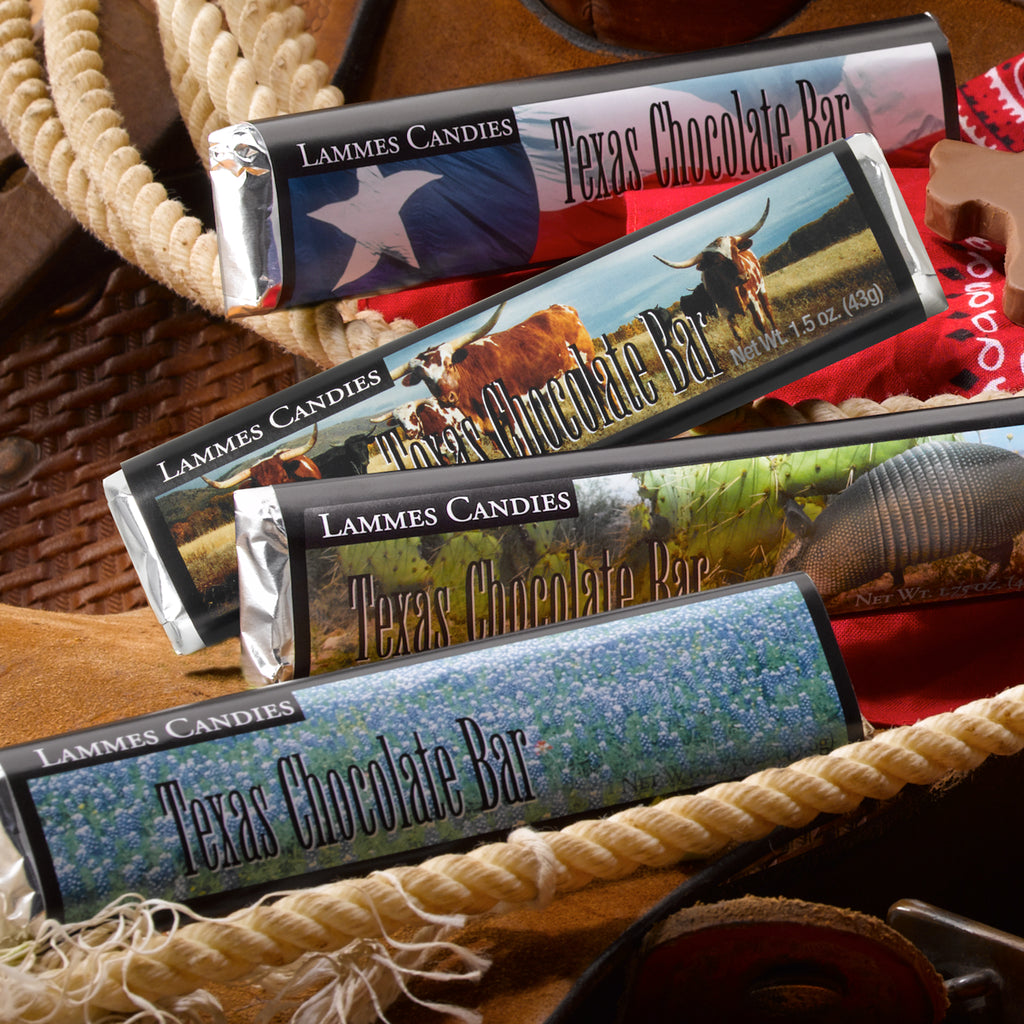 Texas Theme Milk Chocolate Bars unwrapped bar detail