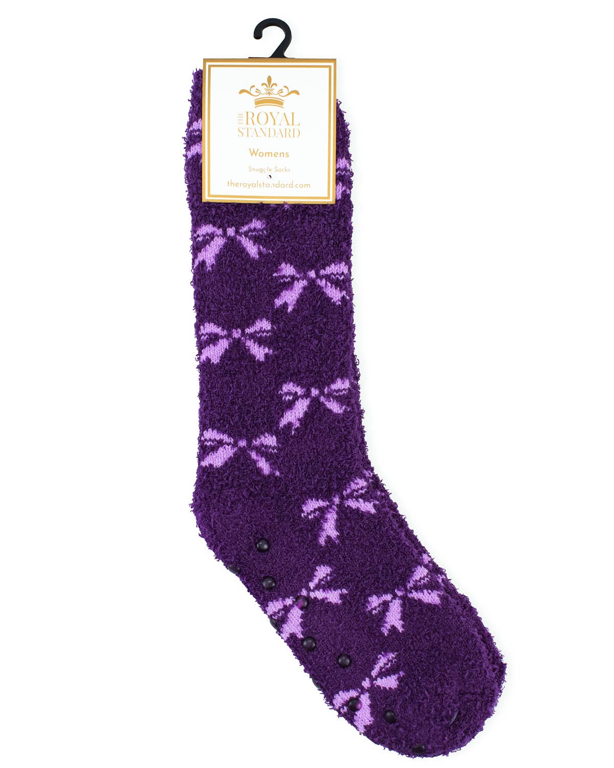 Women's Hannah Bow Snuggle Socks in purple one size