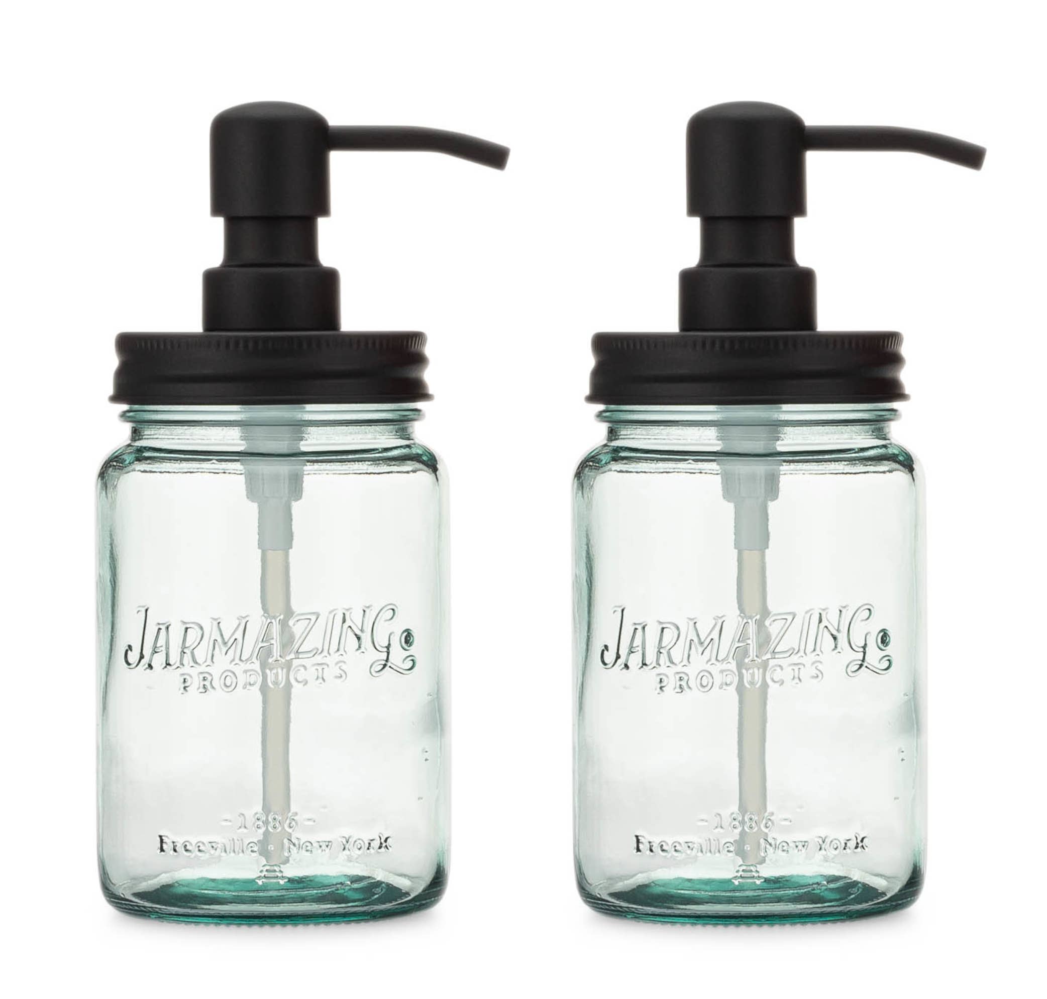 Blue Glass Mason Jar Soap and Lotion Dispenser - 2 Pack