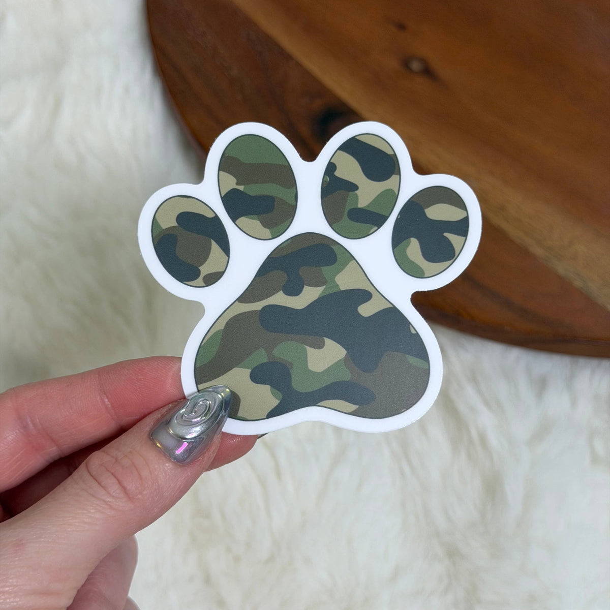 Camo Paw Print Sticker