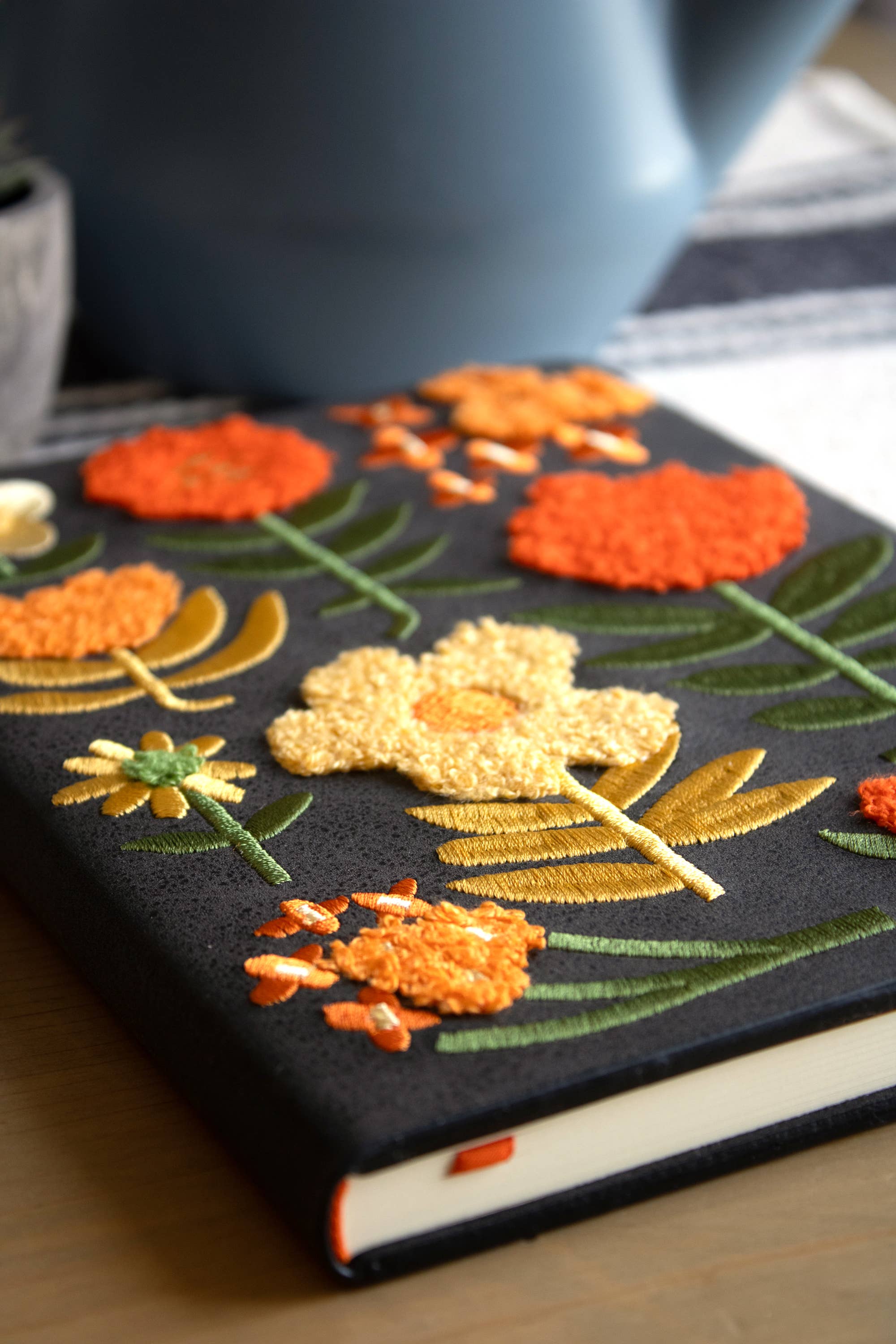 Chunky Flowers Embroidered Journal Notebook
