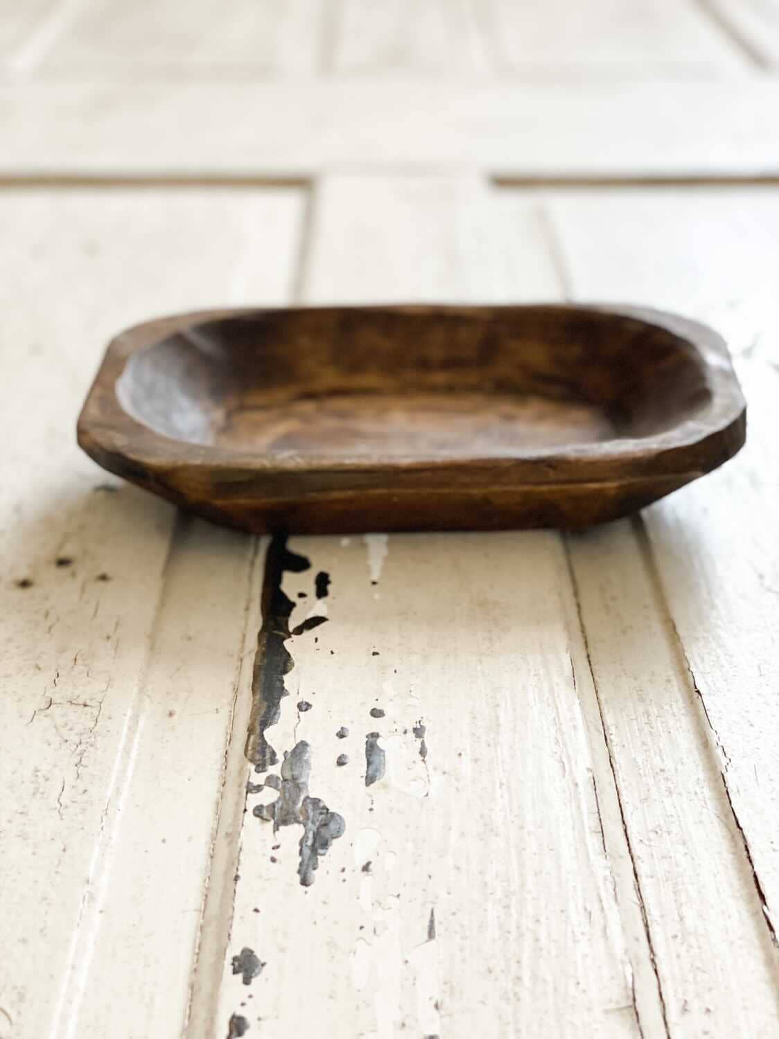 Petite handmade wood bowl candle ready angle view