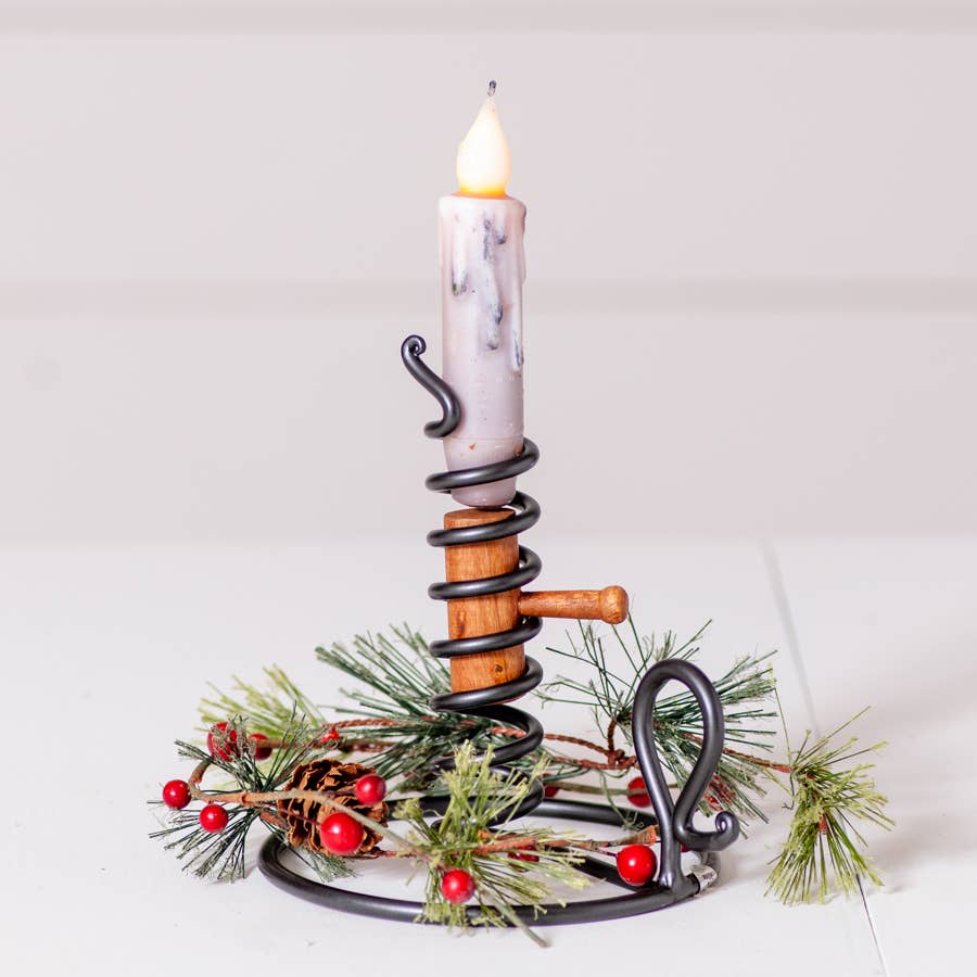 Courting Candle Stand in Smokey Black with spiral design