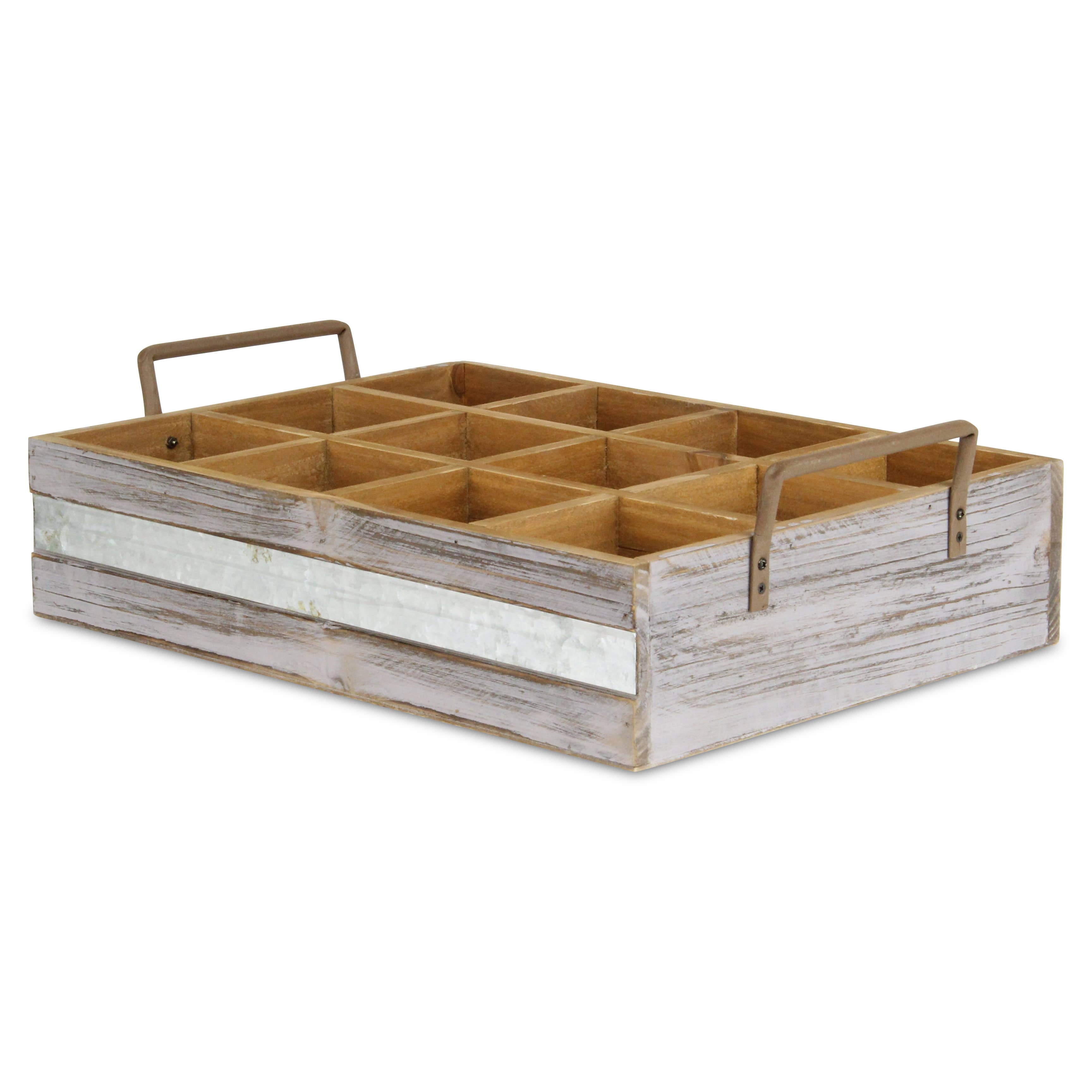 Obero 12 slot rectangular wood caddy with dividers