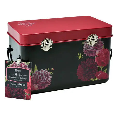 British Bloom Seed Storage Tin open showing interior