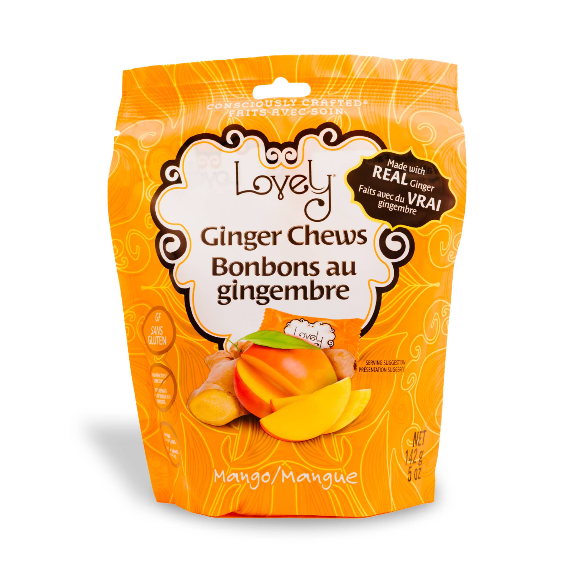 Mango Ginger Chews Candy - Gluten Free, Vegan, Non-GMO