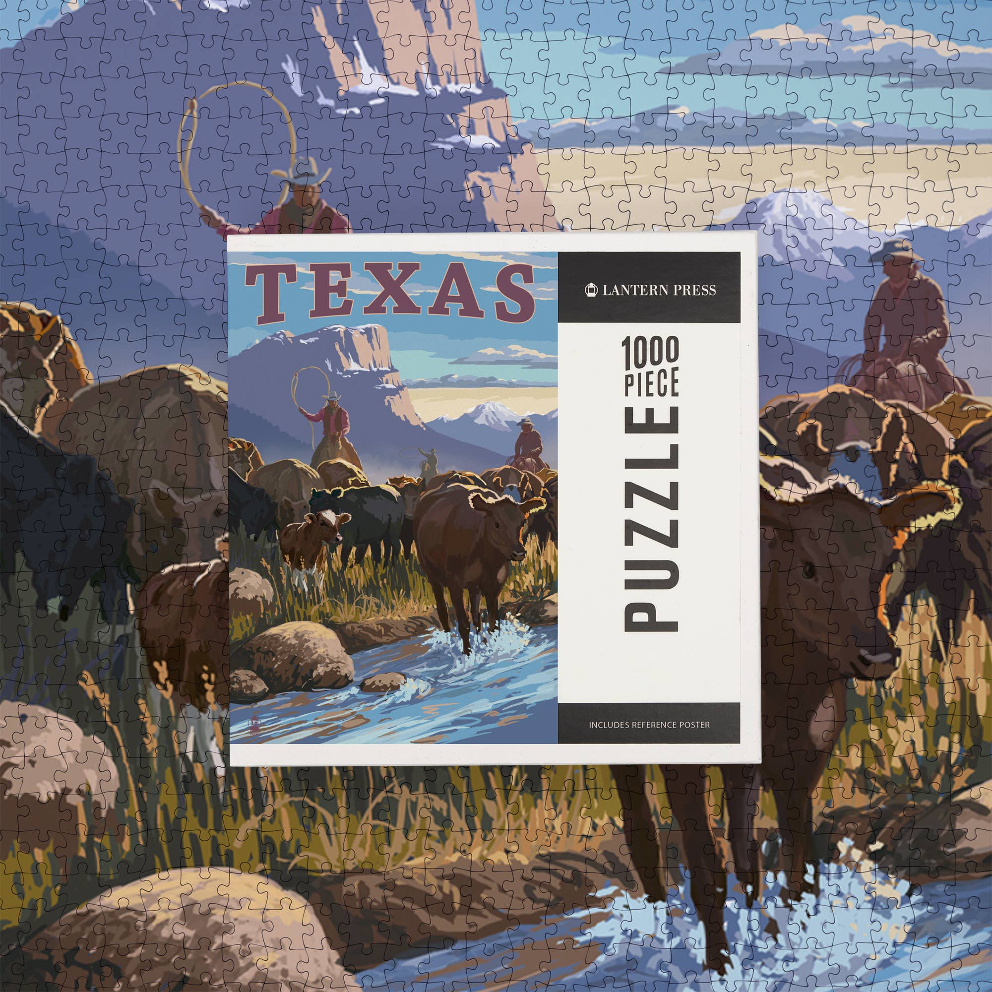 1000 PIECE PUZZLE Texas, Cowboy Cattle Drive Scene