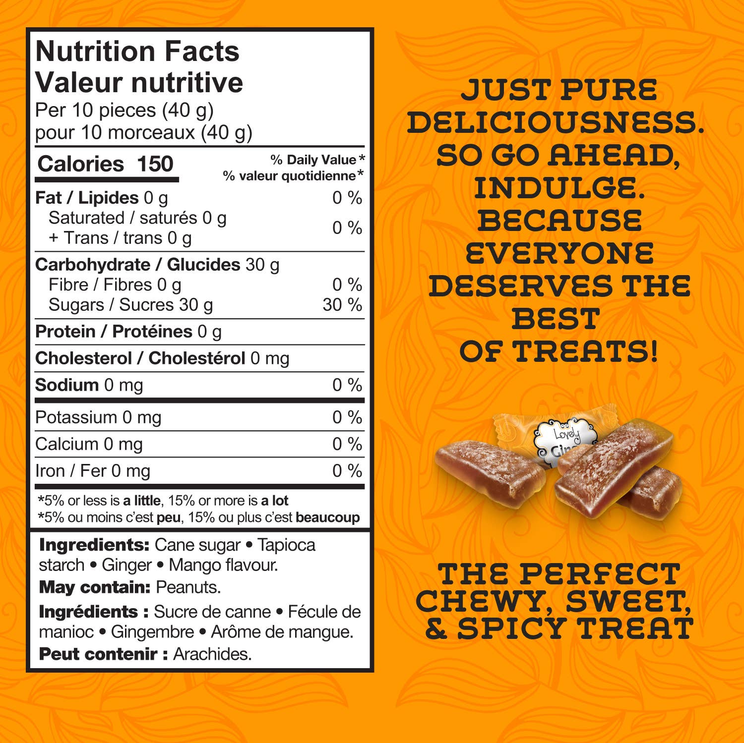 Mango Ginger Chews Candy - Gluten Free, Vegan, Non-GMO