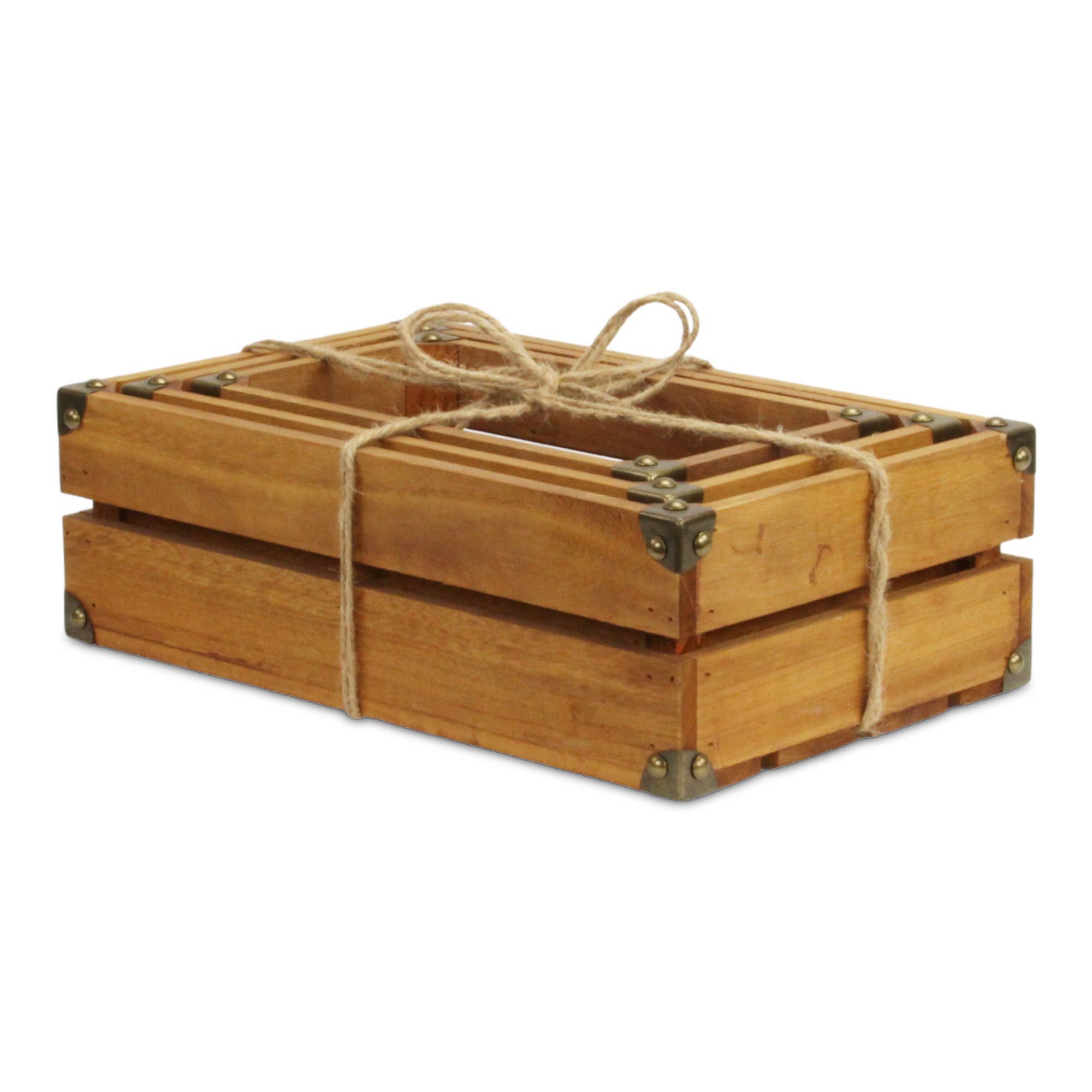 Rustic Farmstead Studded Rectangular Wood Crate Set