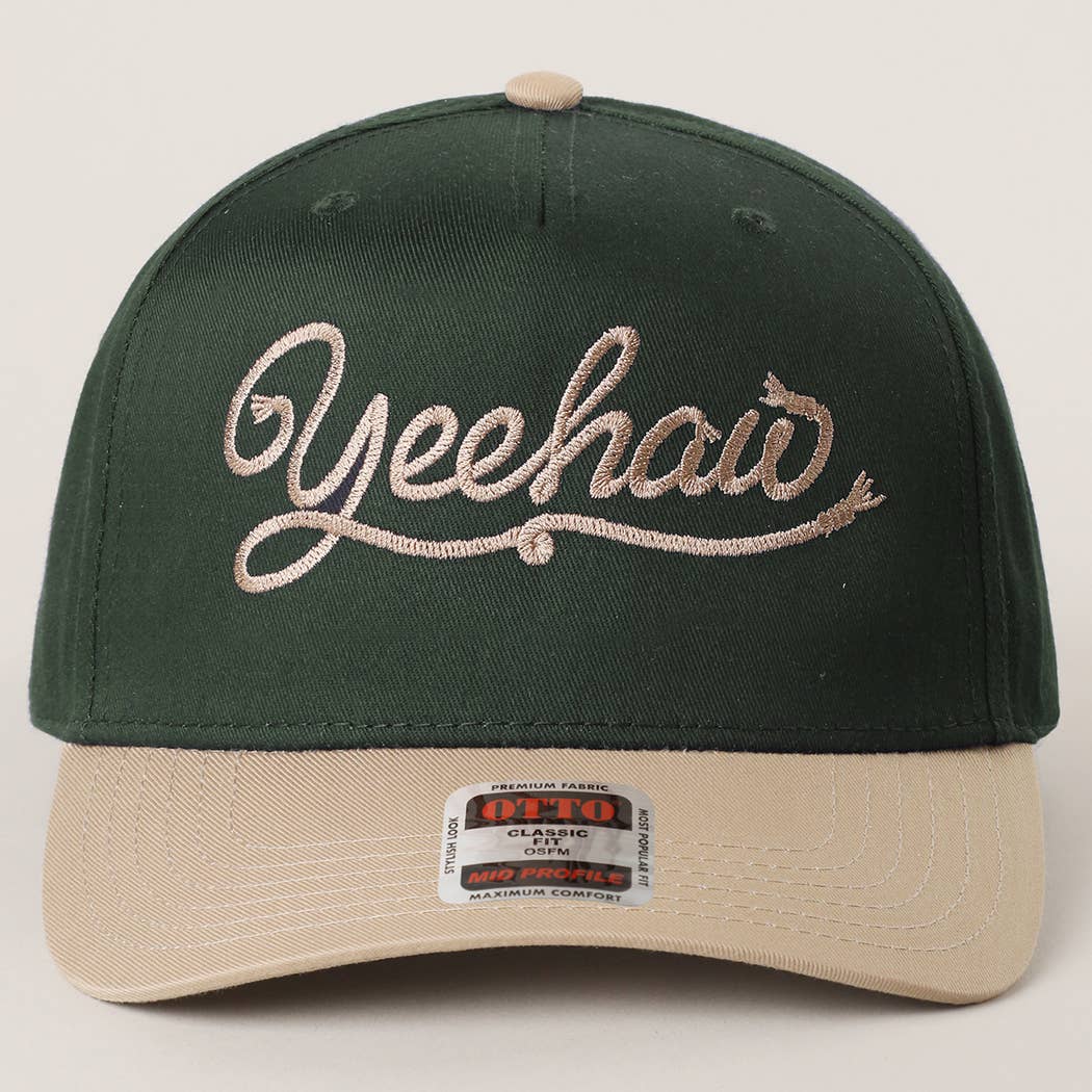 Yeehaw western script embroidered trucker hat back mesh detail