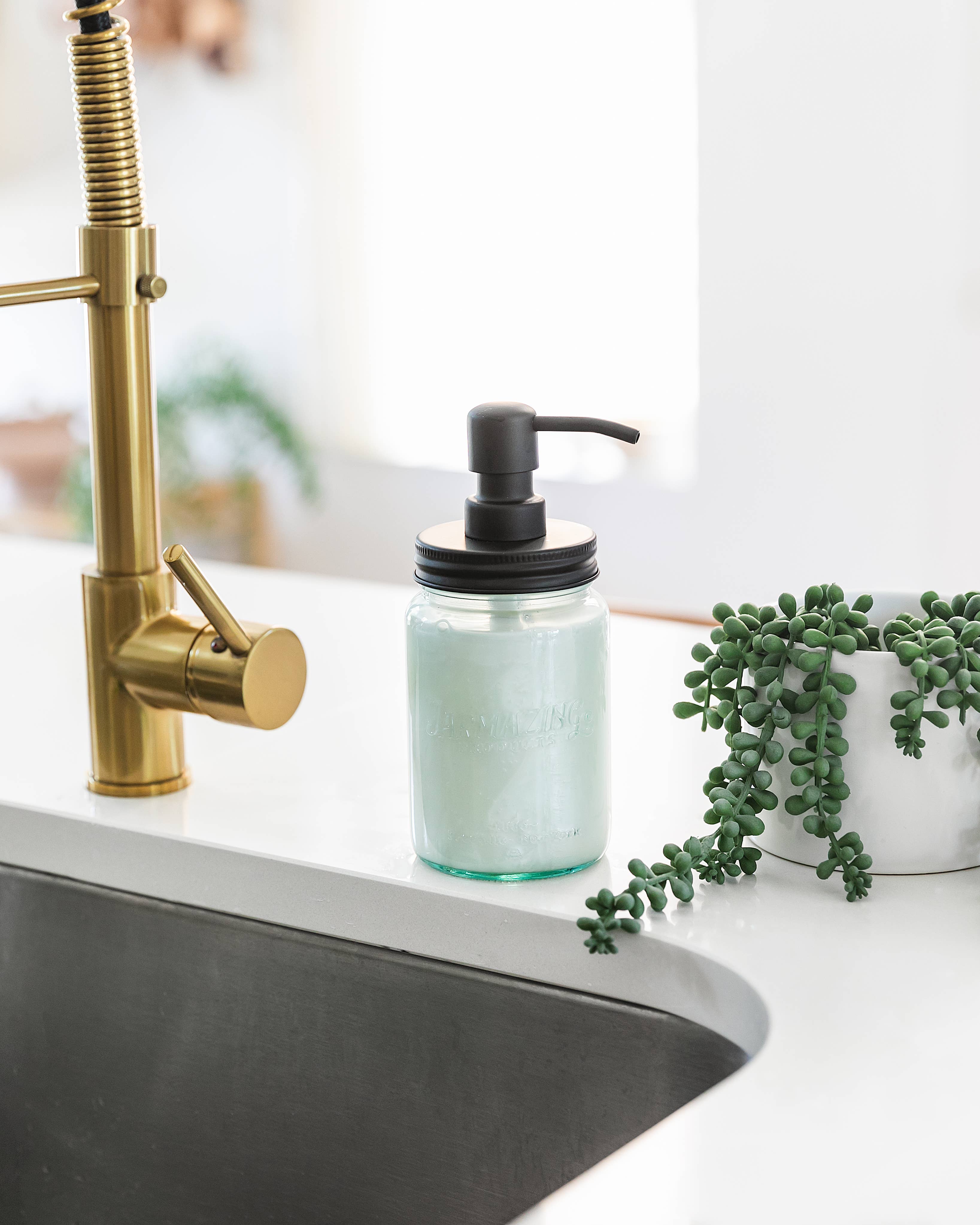 Blue Glass Mason Jar Soap and Lotion Dispenser - 2 Pack