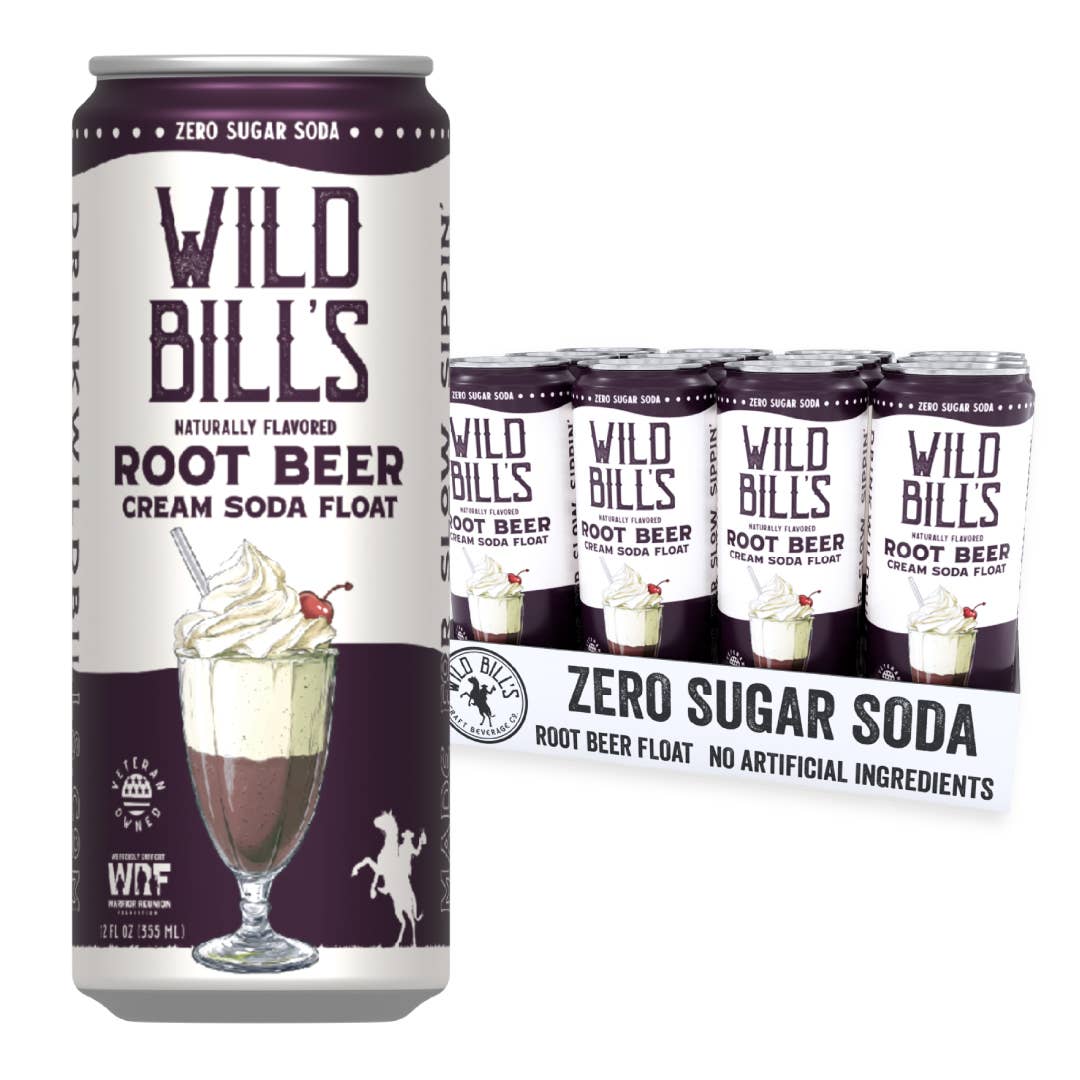 Zero sugar root beer soda with clean ingredients