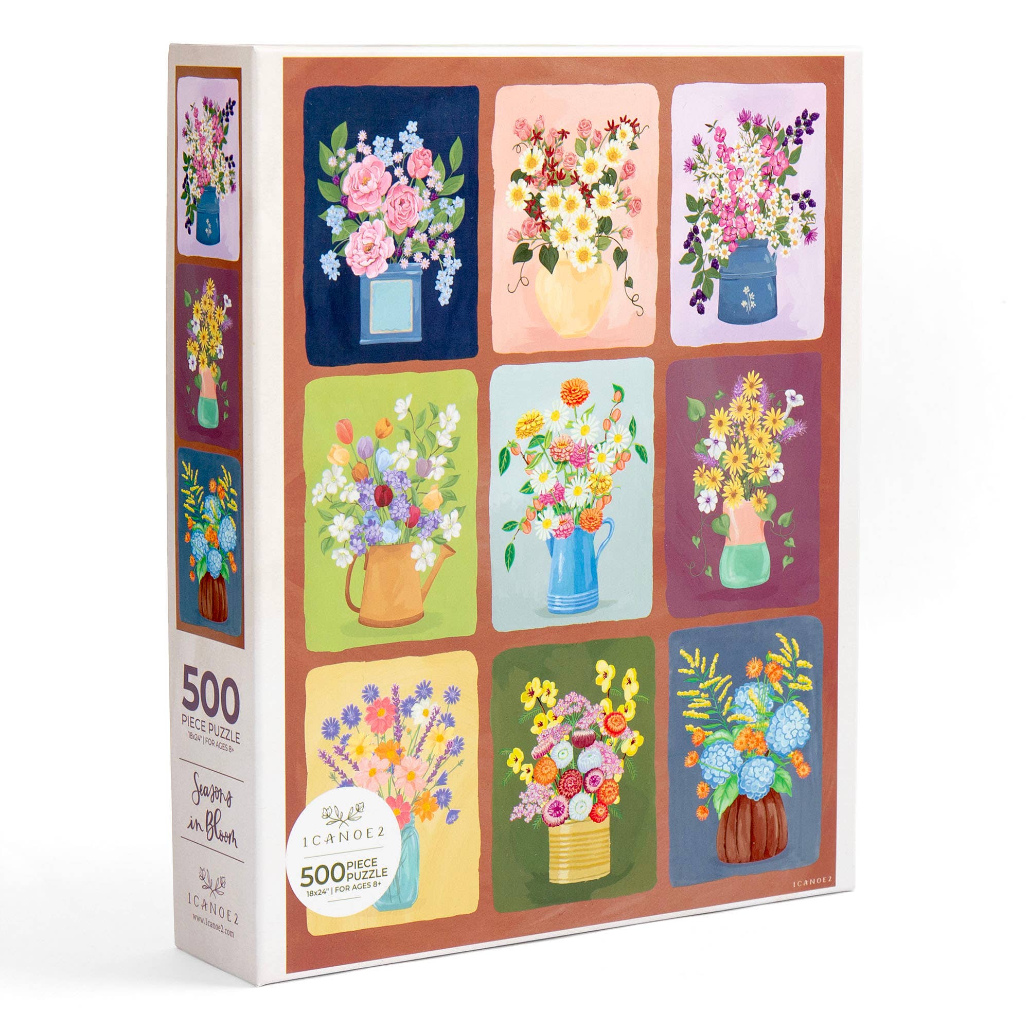 Seasons in Bloom 500 piece floral bouquets jigsaw puzzle box