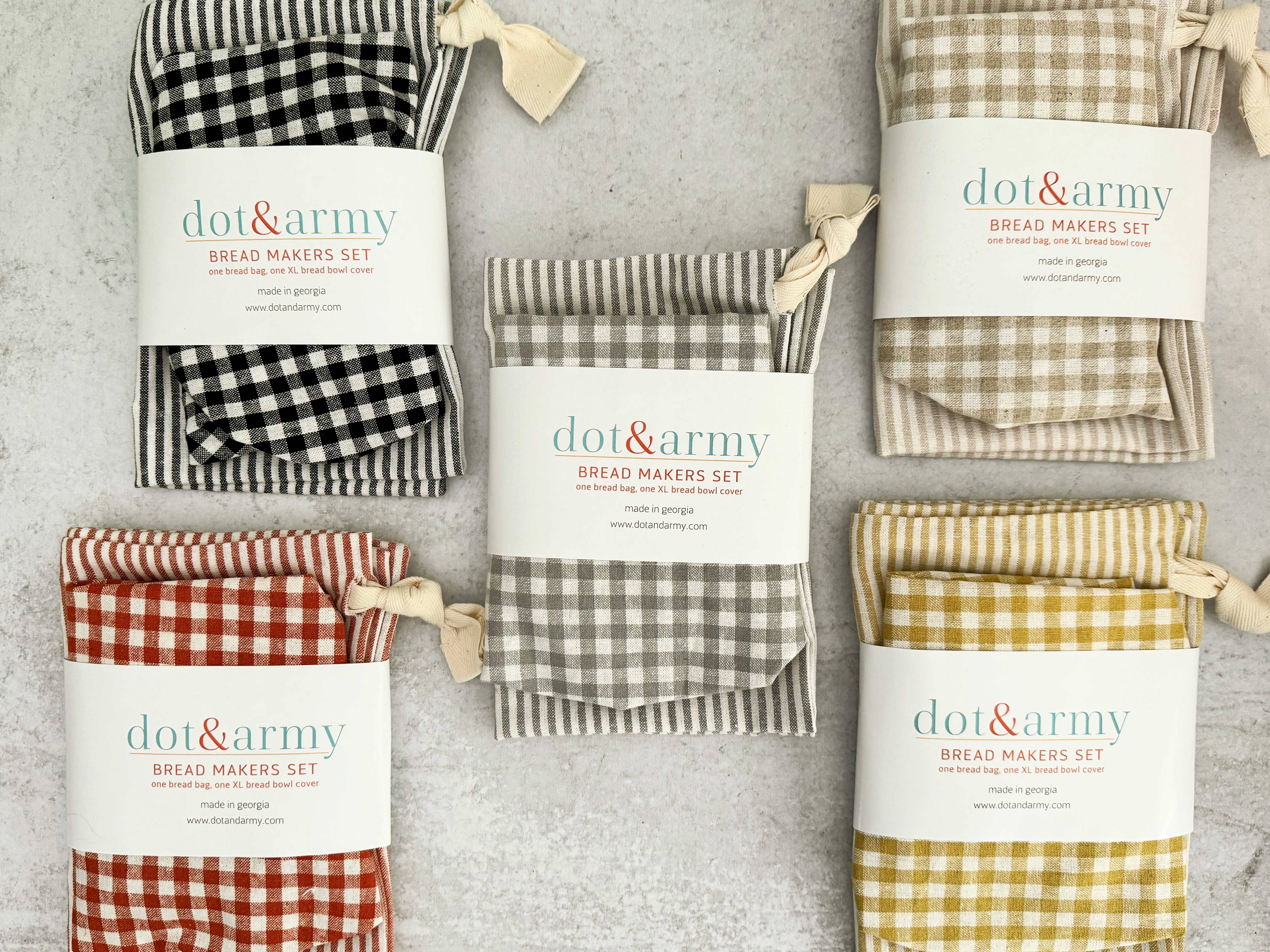 Stripe and Check Bread Makers Set fabric pattern detail