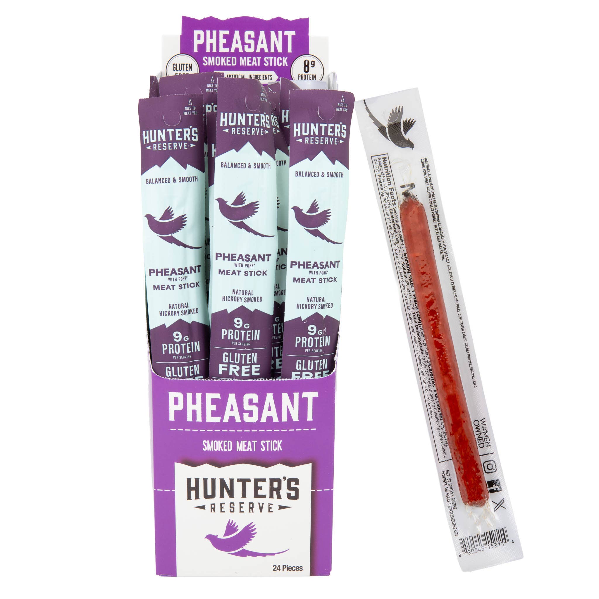 Pheasant meat sticks savory snack package