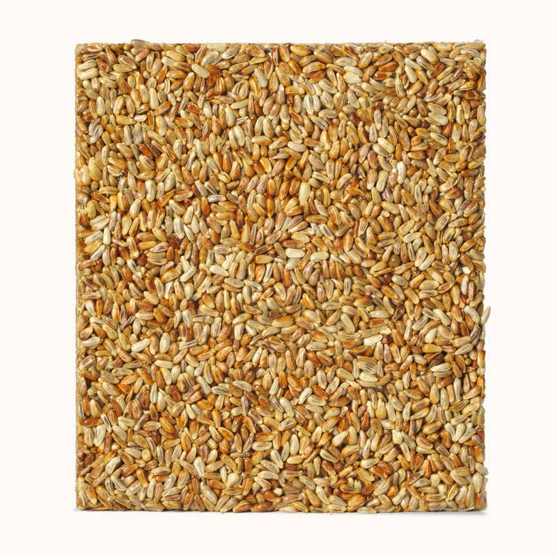 Golden Safflower Cake attracting birds at feeder