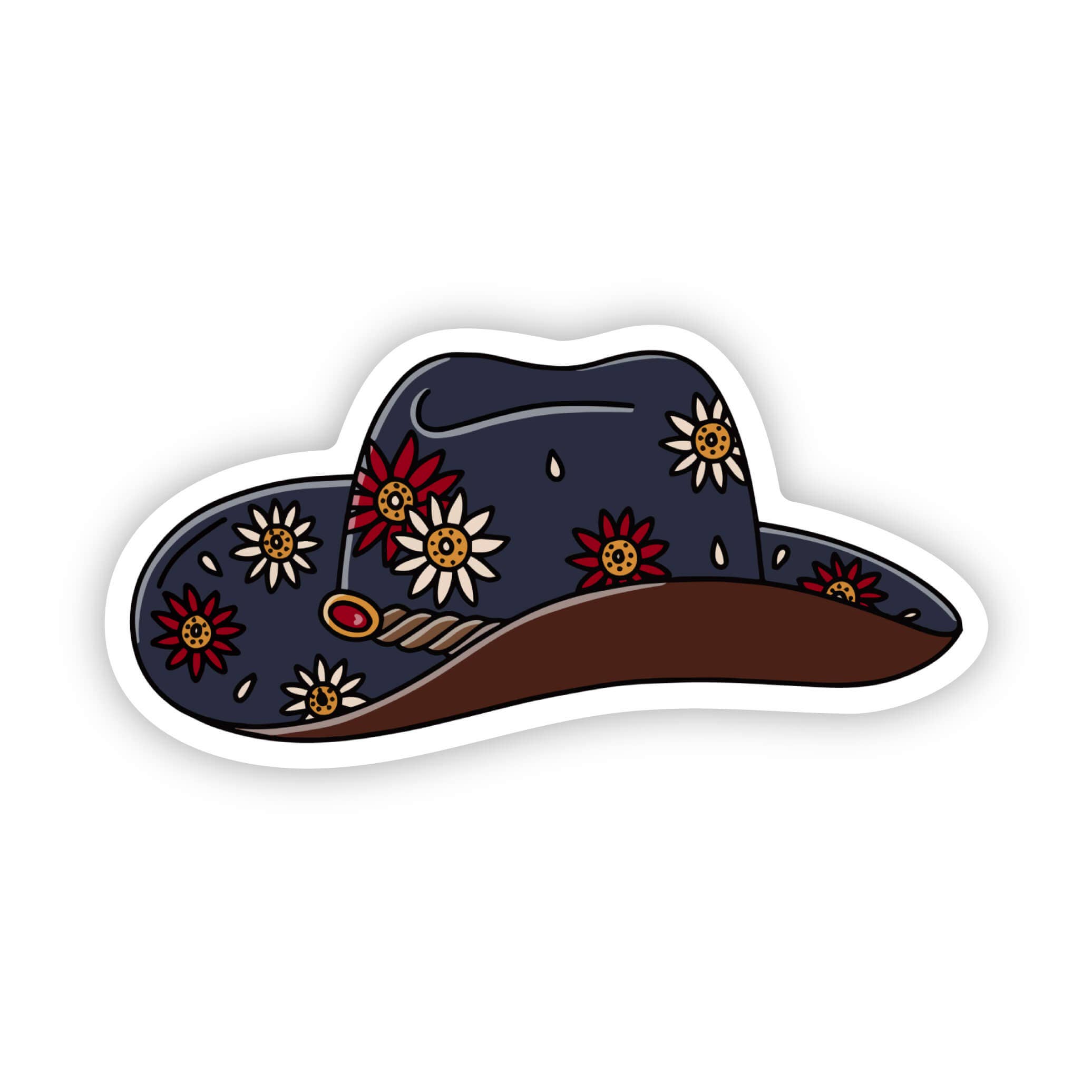 Navy blue cowgirl hat decorative sticker