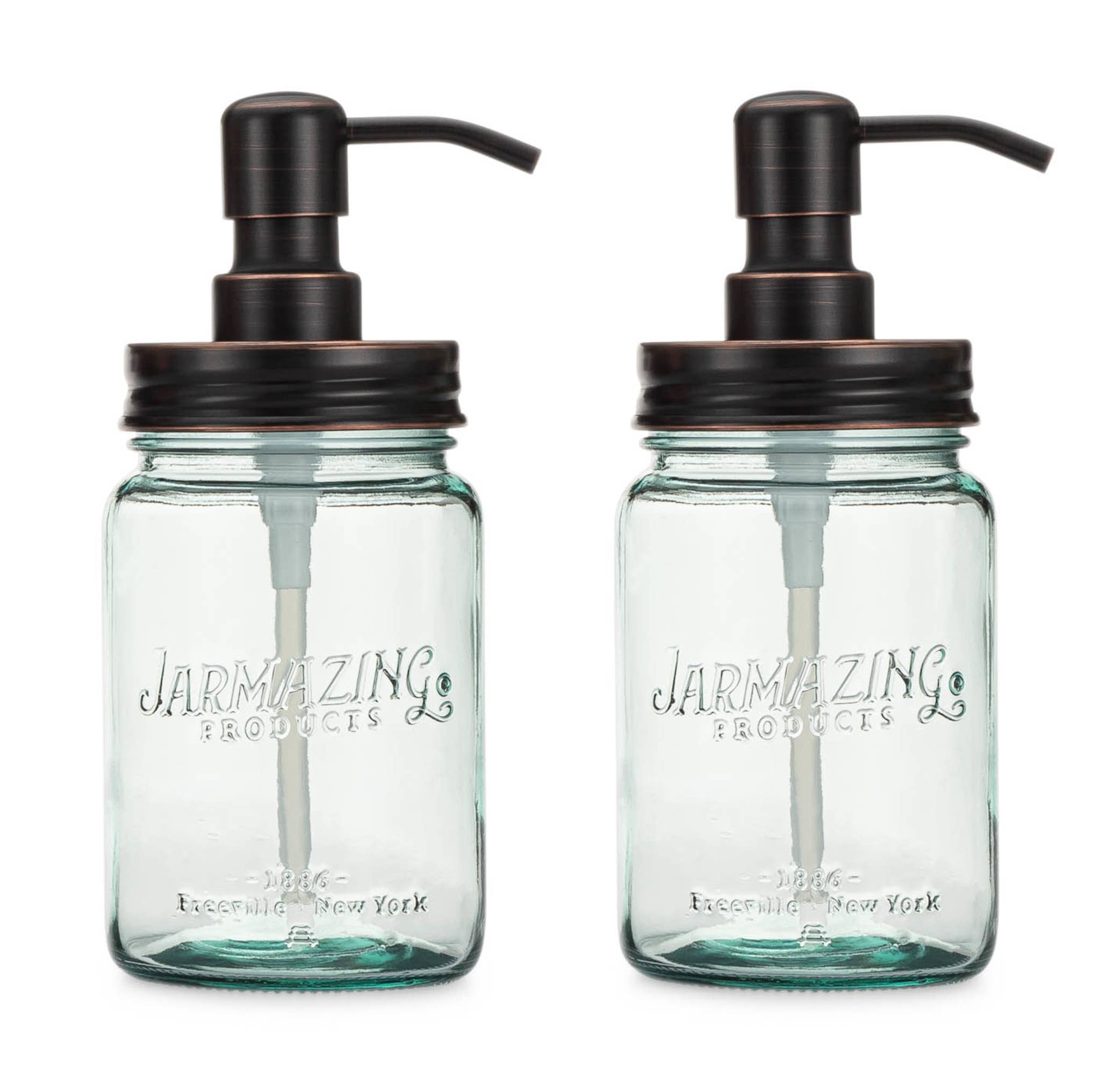 Blue Glass Mason Jar Soap and Lotion Dispenser - 2 Pack