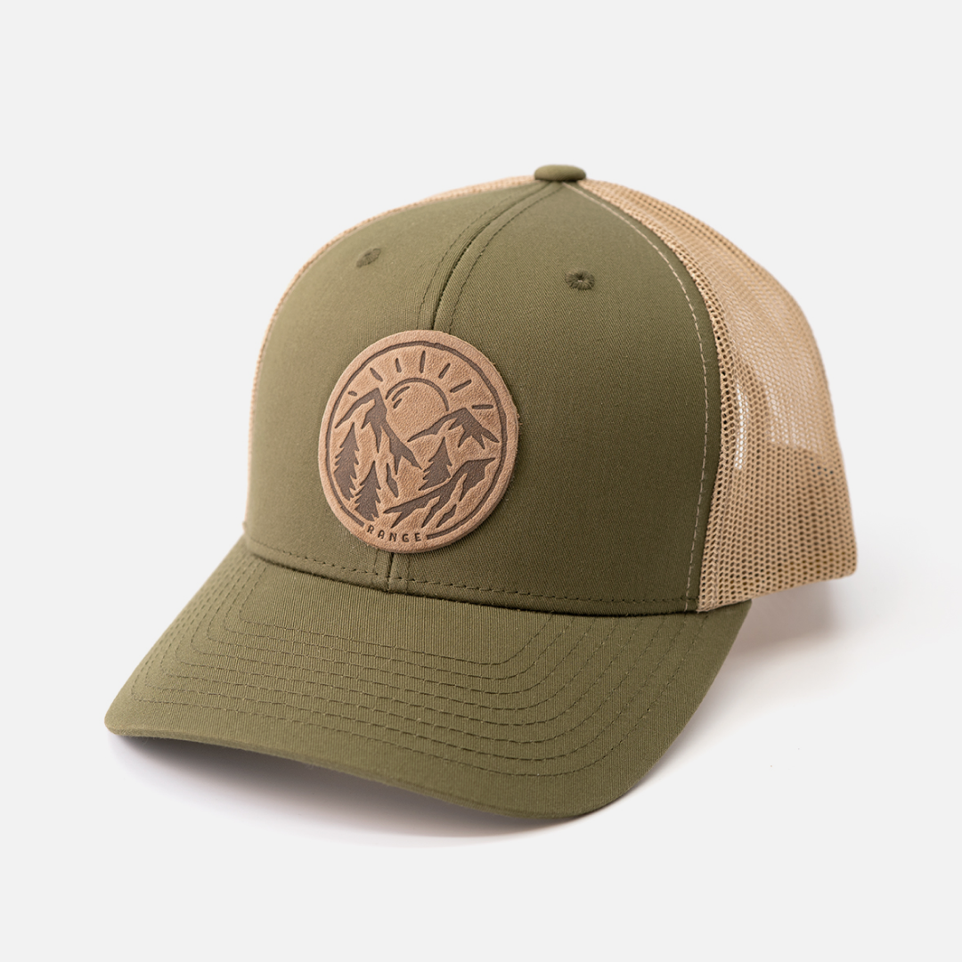 Vintage Sunrise Hat | Leather Patch Trucker Hat