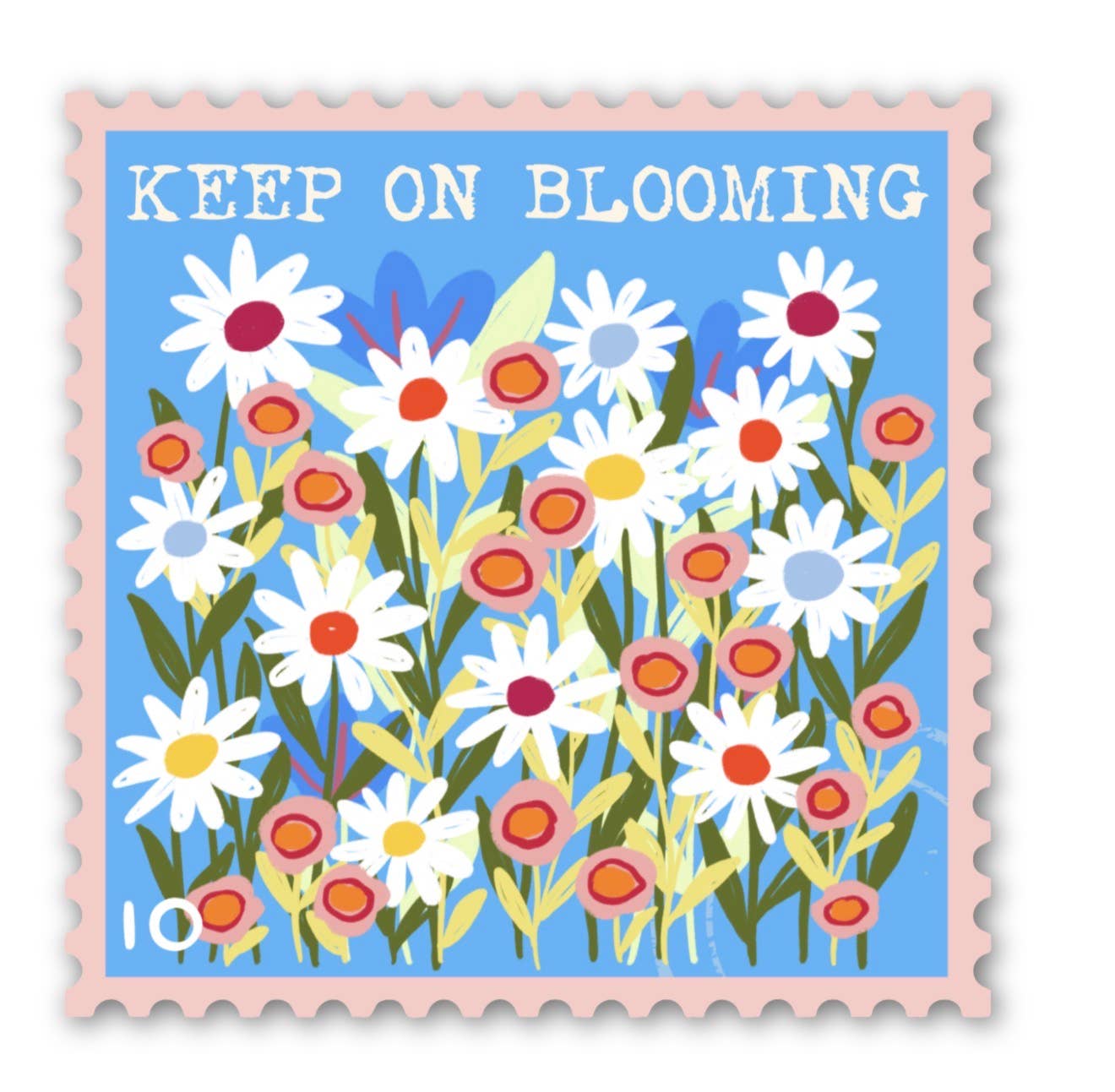 Keep On Blooming sticker with colorful floral design
