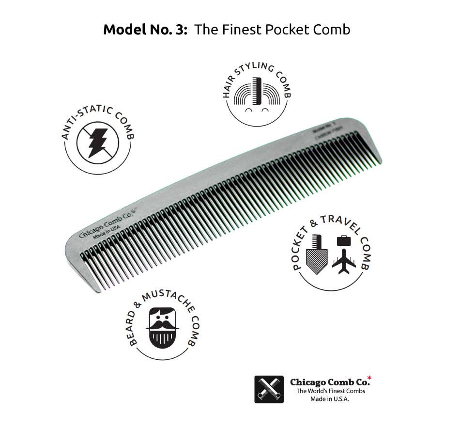 Model No. 3 Carbon Fiber Comb front view