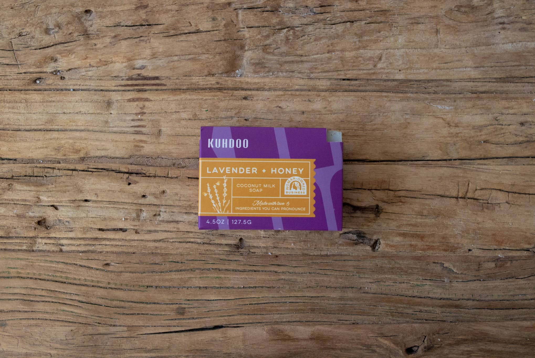 Lavender and Honey Bar Soap label close-up