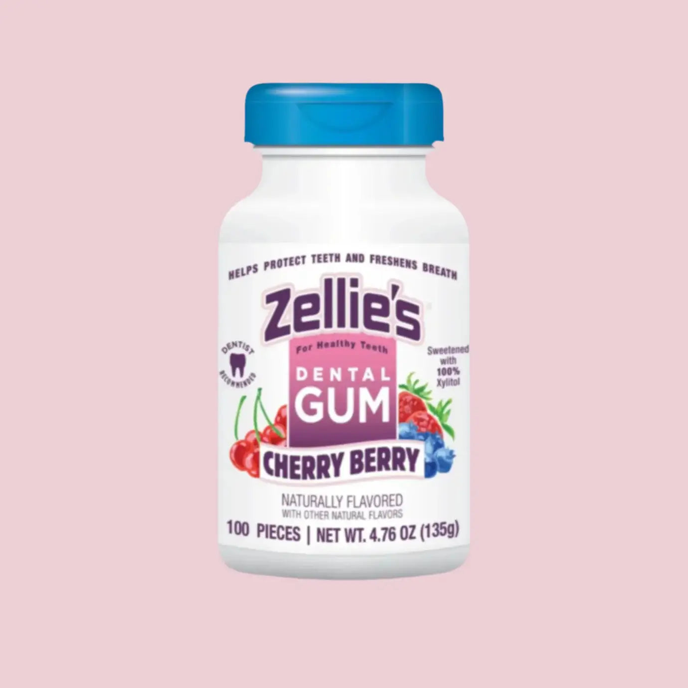 Zellie's Xylitol Dental Gum - Cherry Berry 100ct Jar